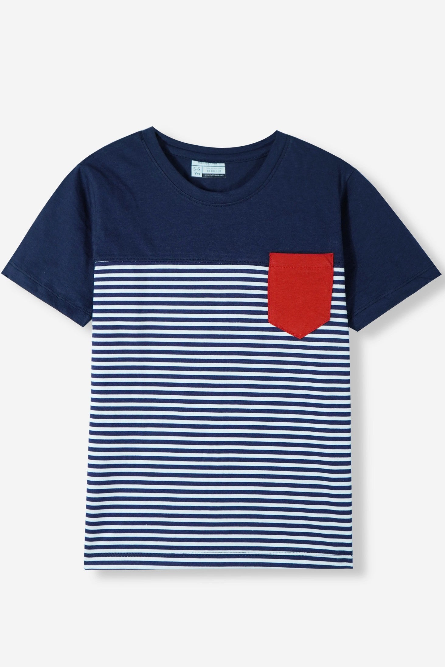 Unisex Striped Patched Pocket Tee