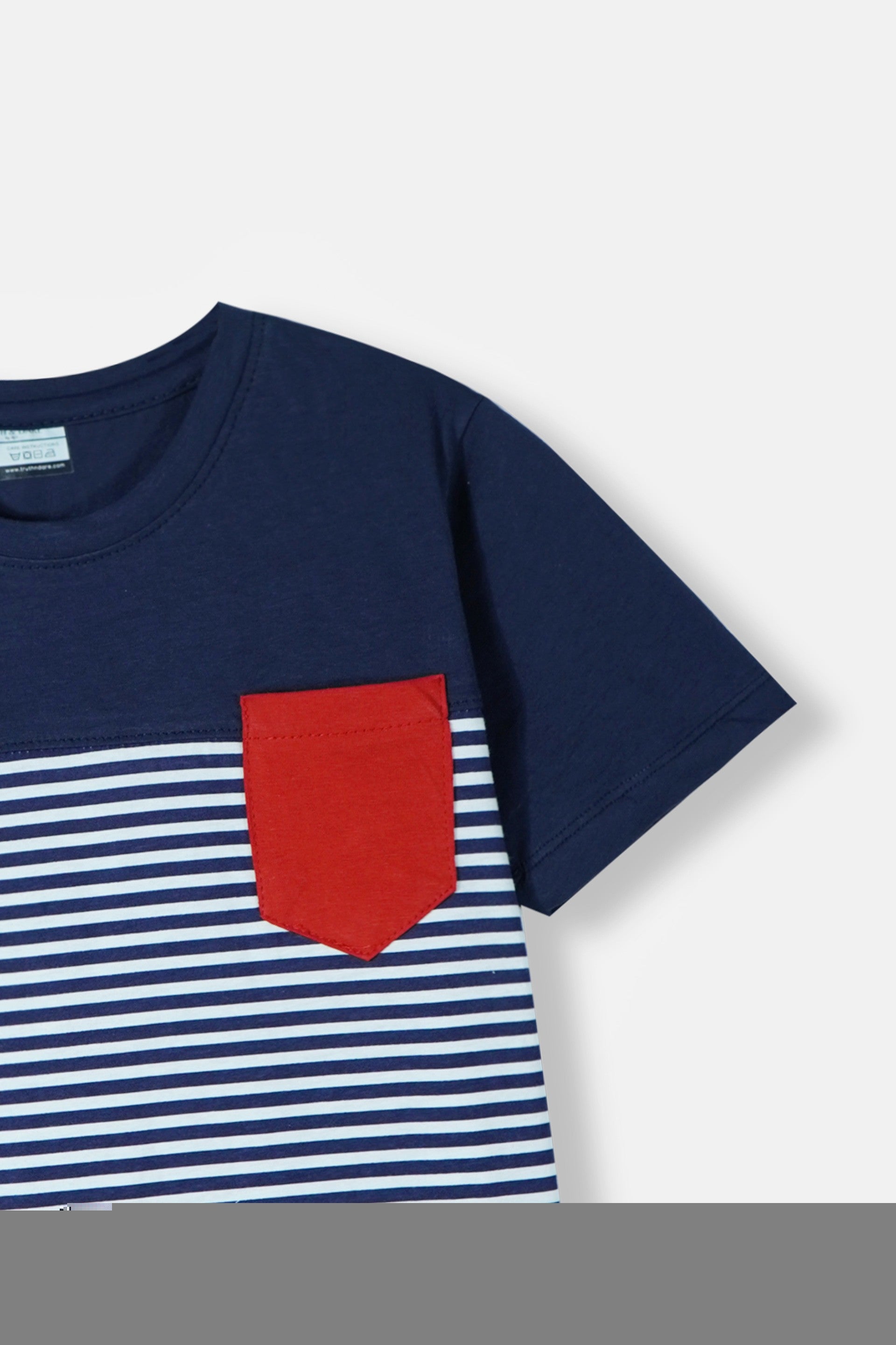 Unisex Striped Patched Pocket Tee