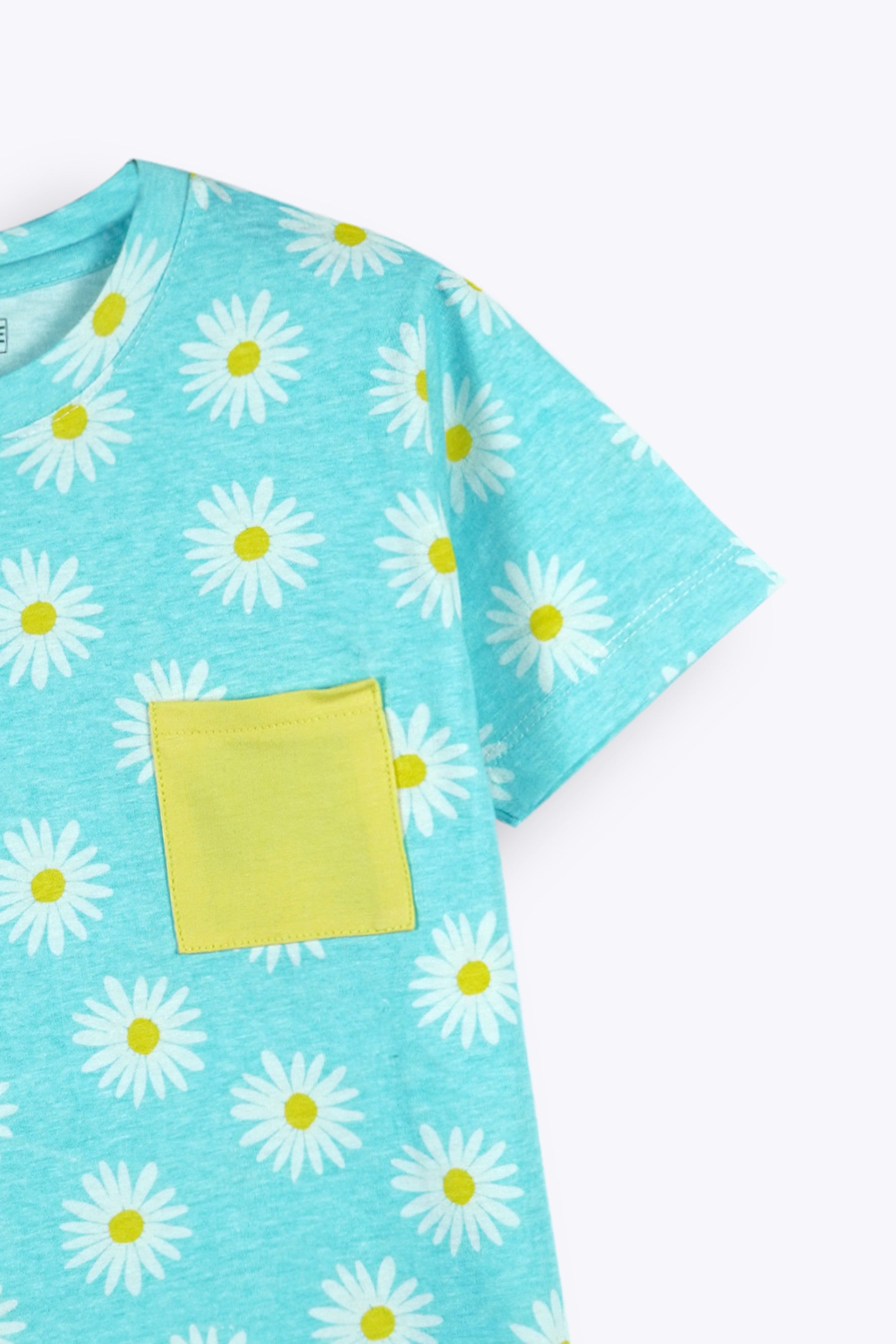 Girls Printed T-Shirt with Contrast Pocket