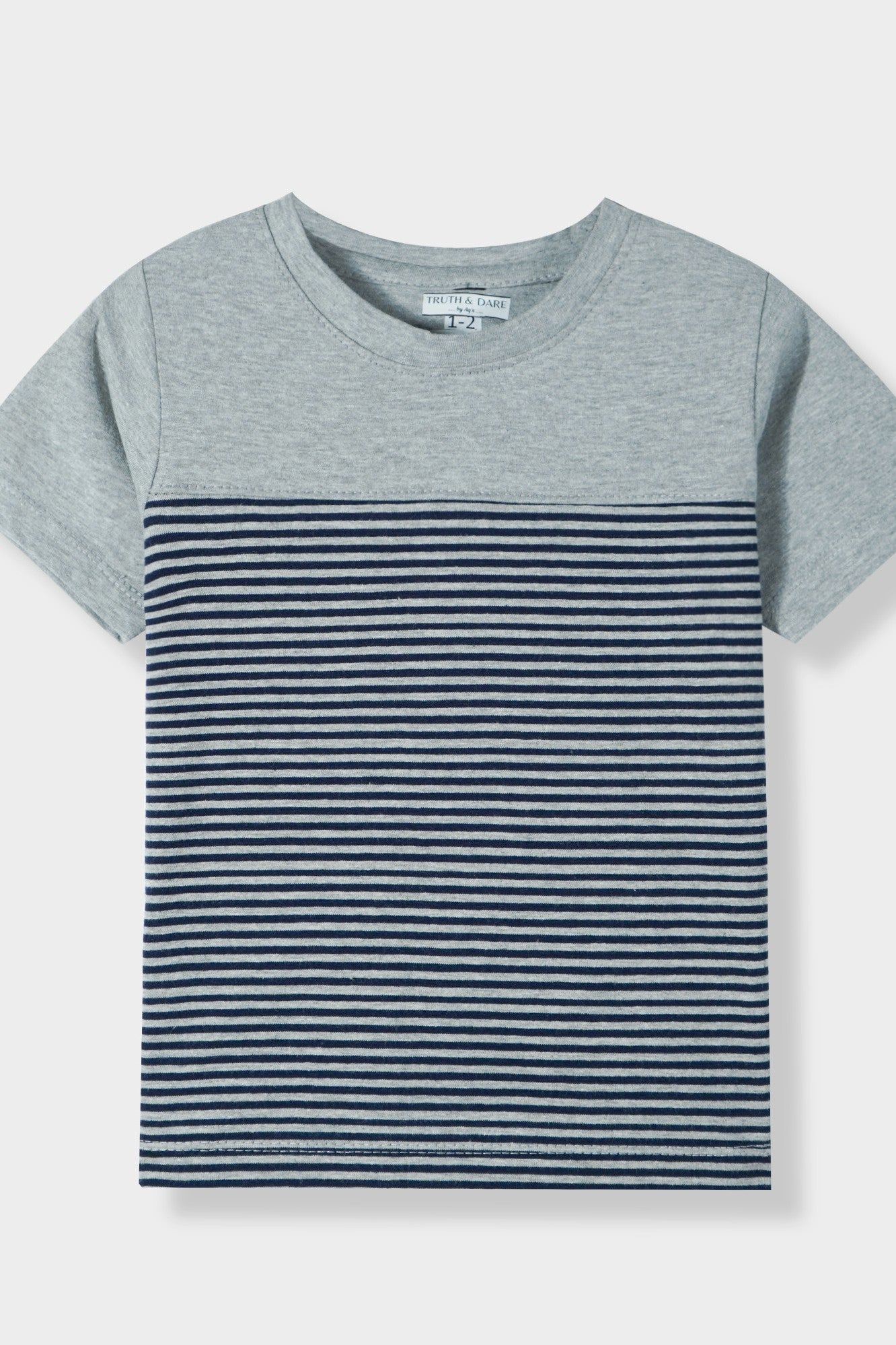 Unisex- Grey and Blue striped T-shirt