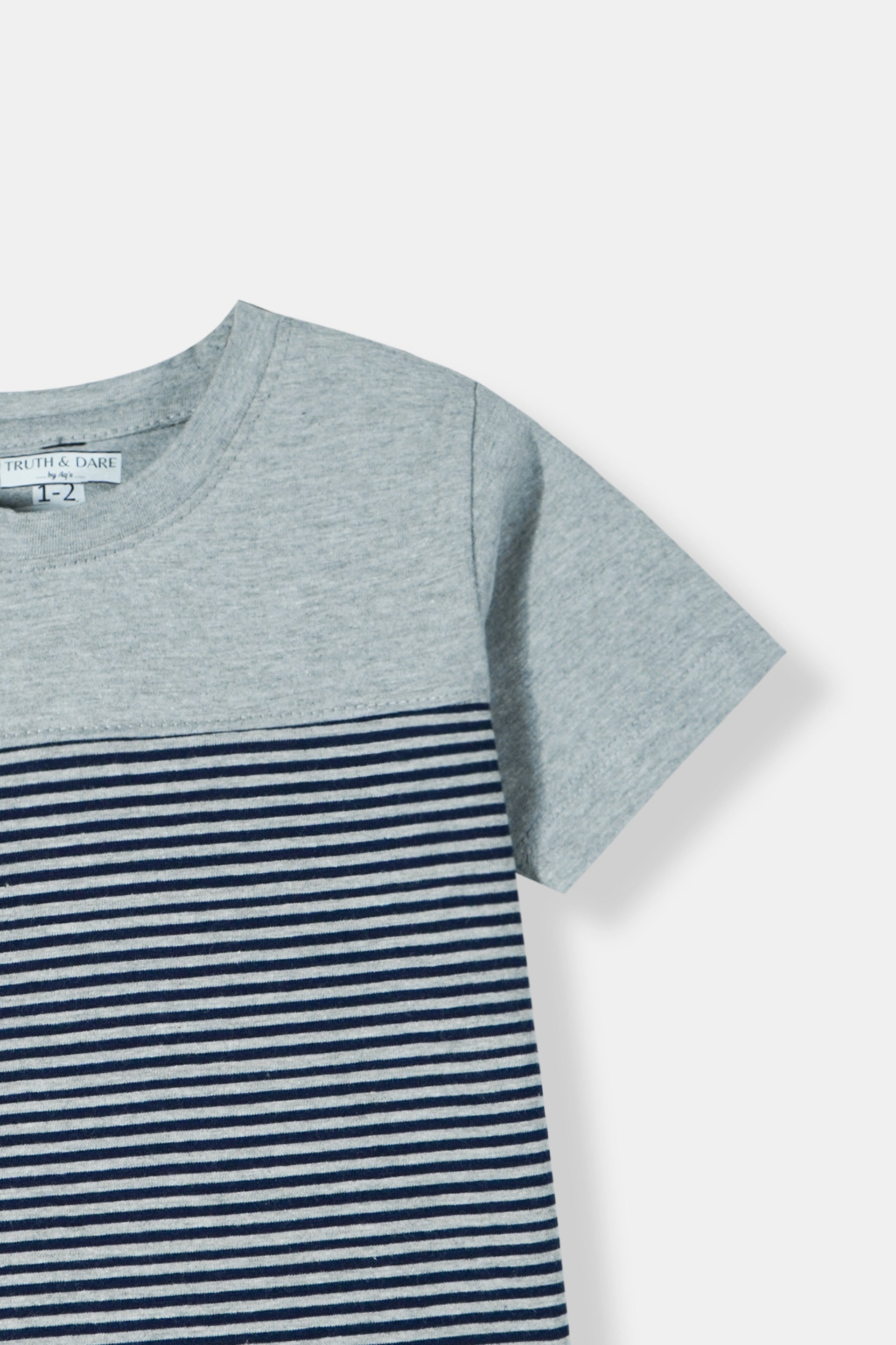 Unisex- Grey and Blue striped T-shirt