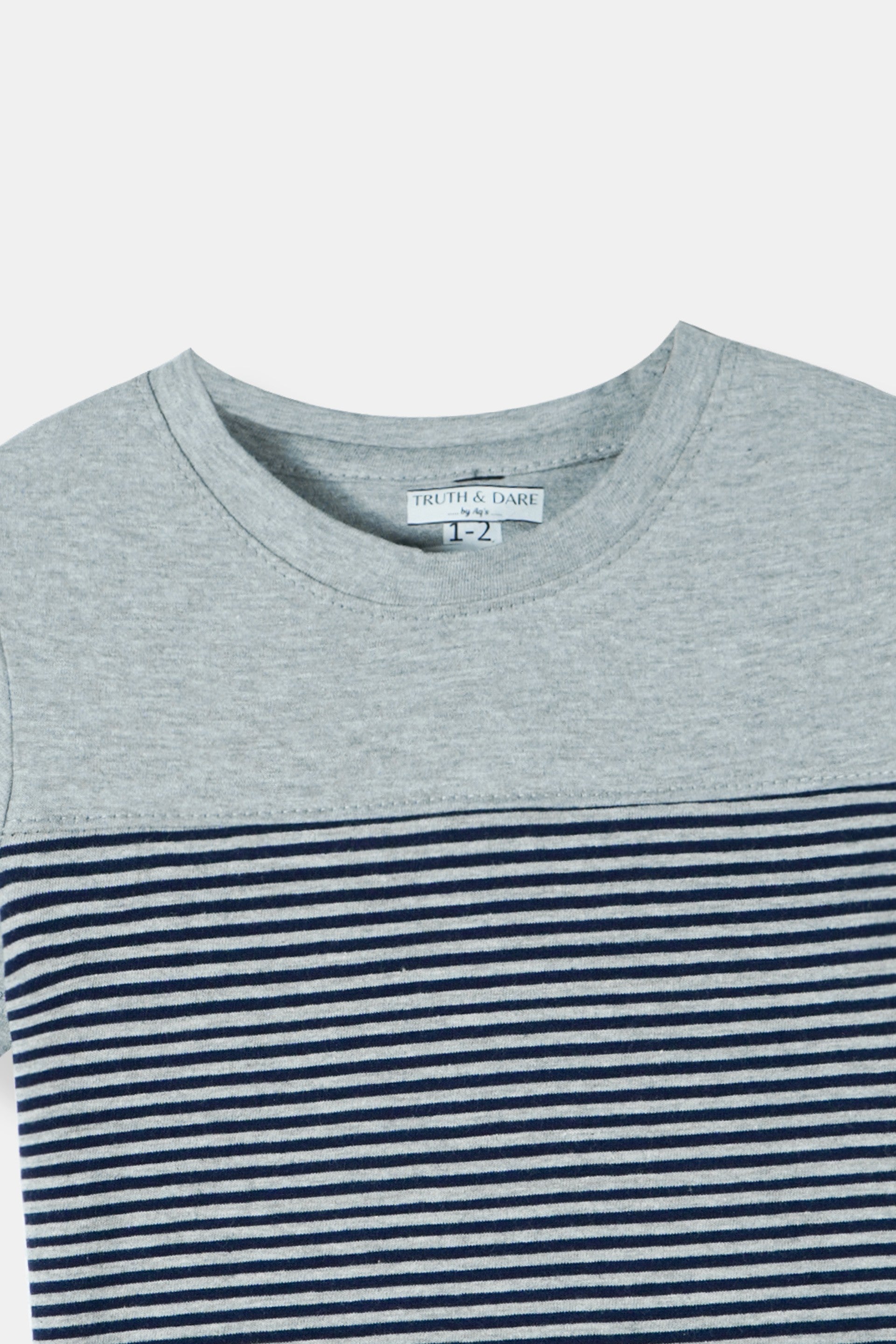 Unisex- Grey and Blue striped T-shirt