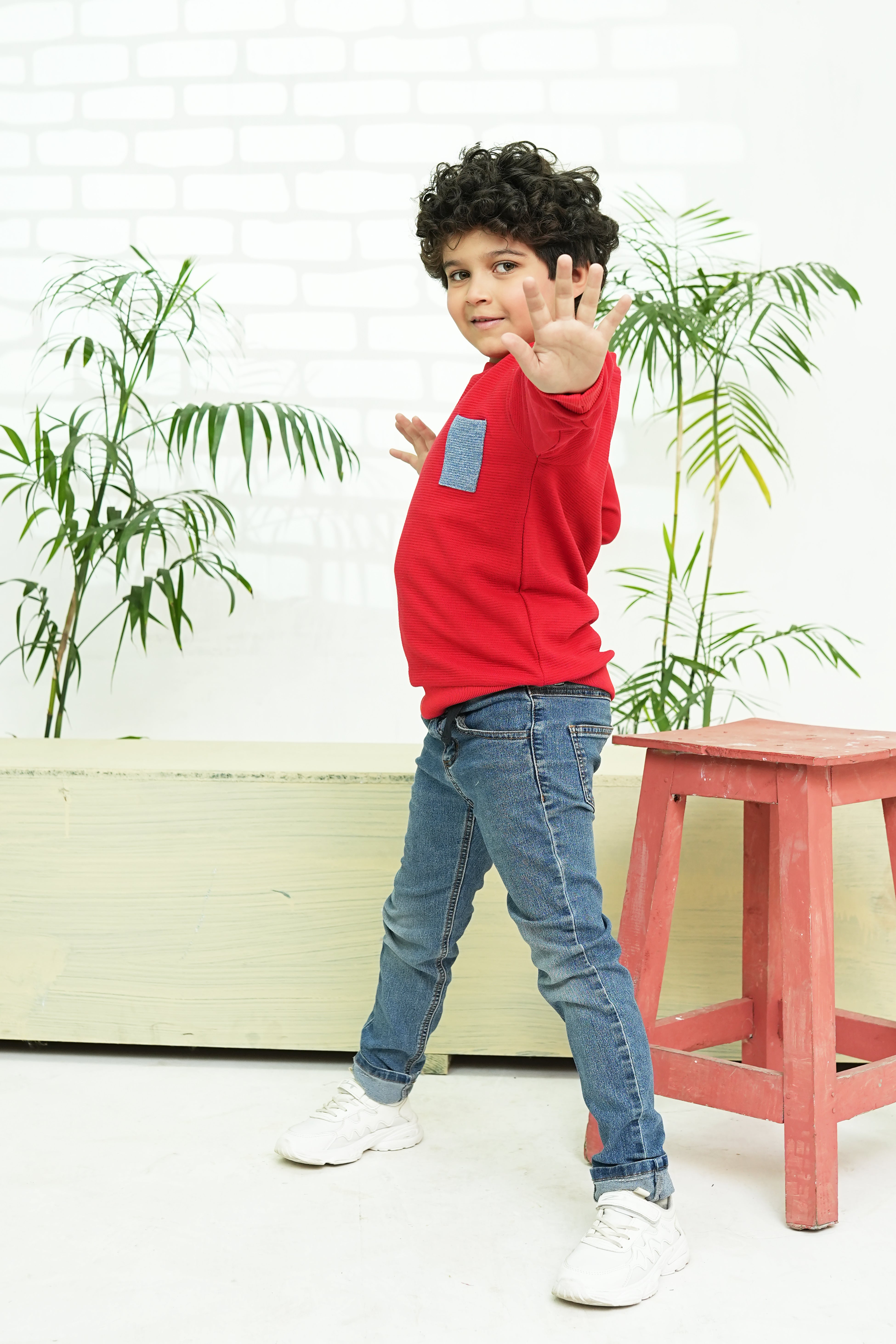 Kids Red Pocket Sweatshirt