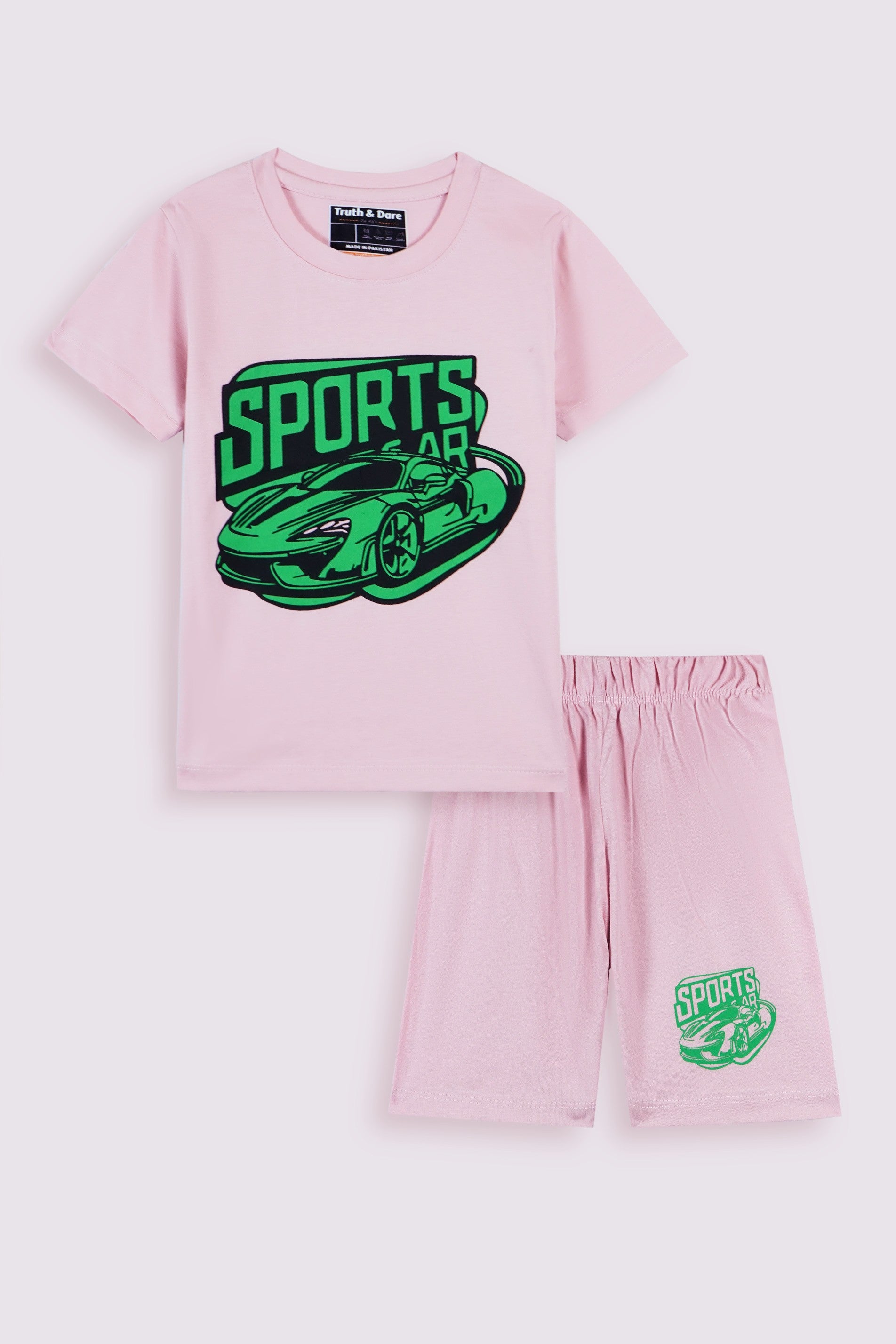Car Print Shirt and Shorts Set – Pink