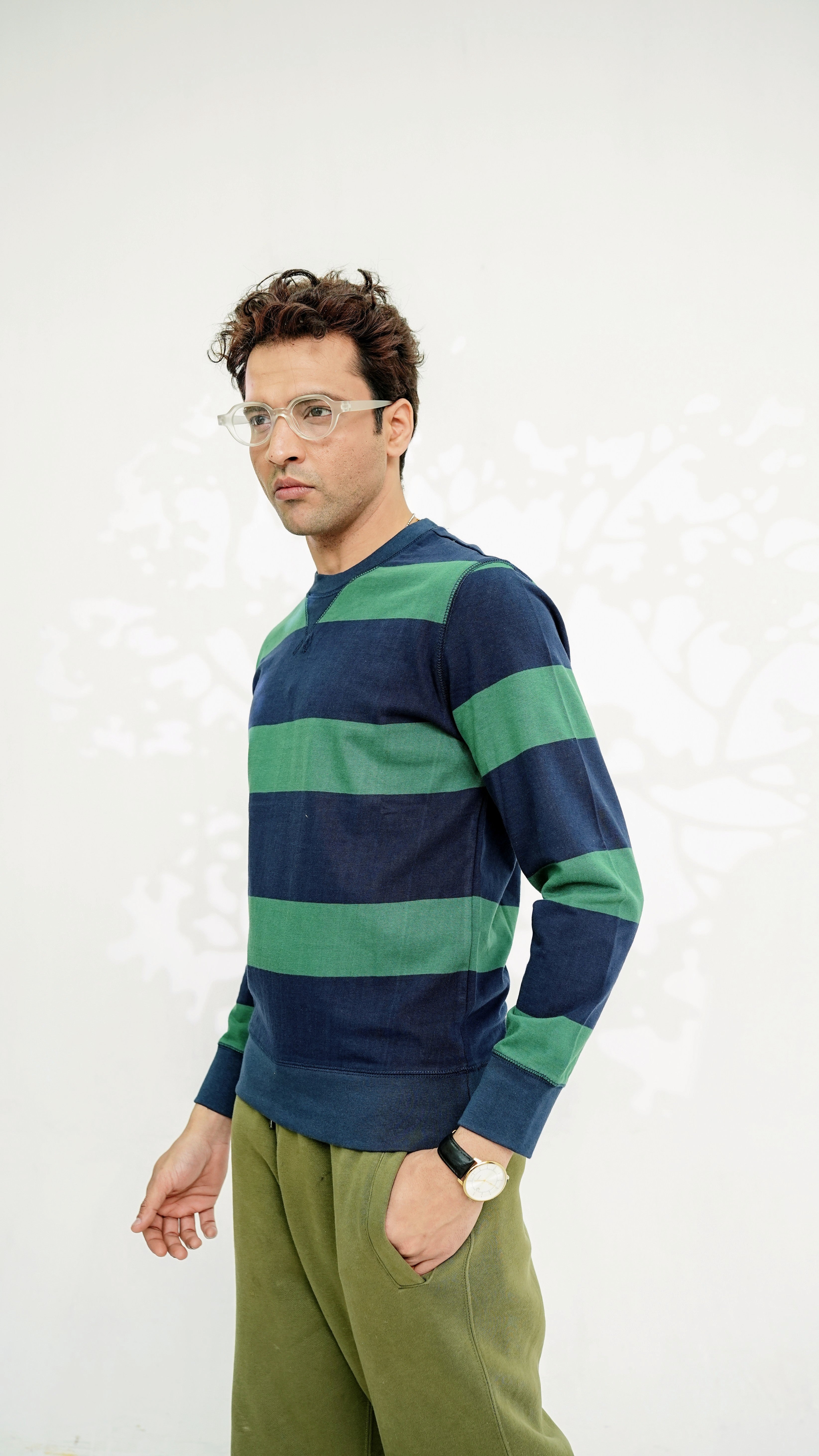 Blue Green Striped Sweatshirt