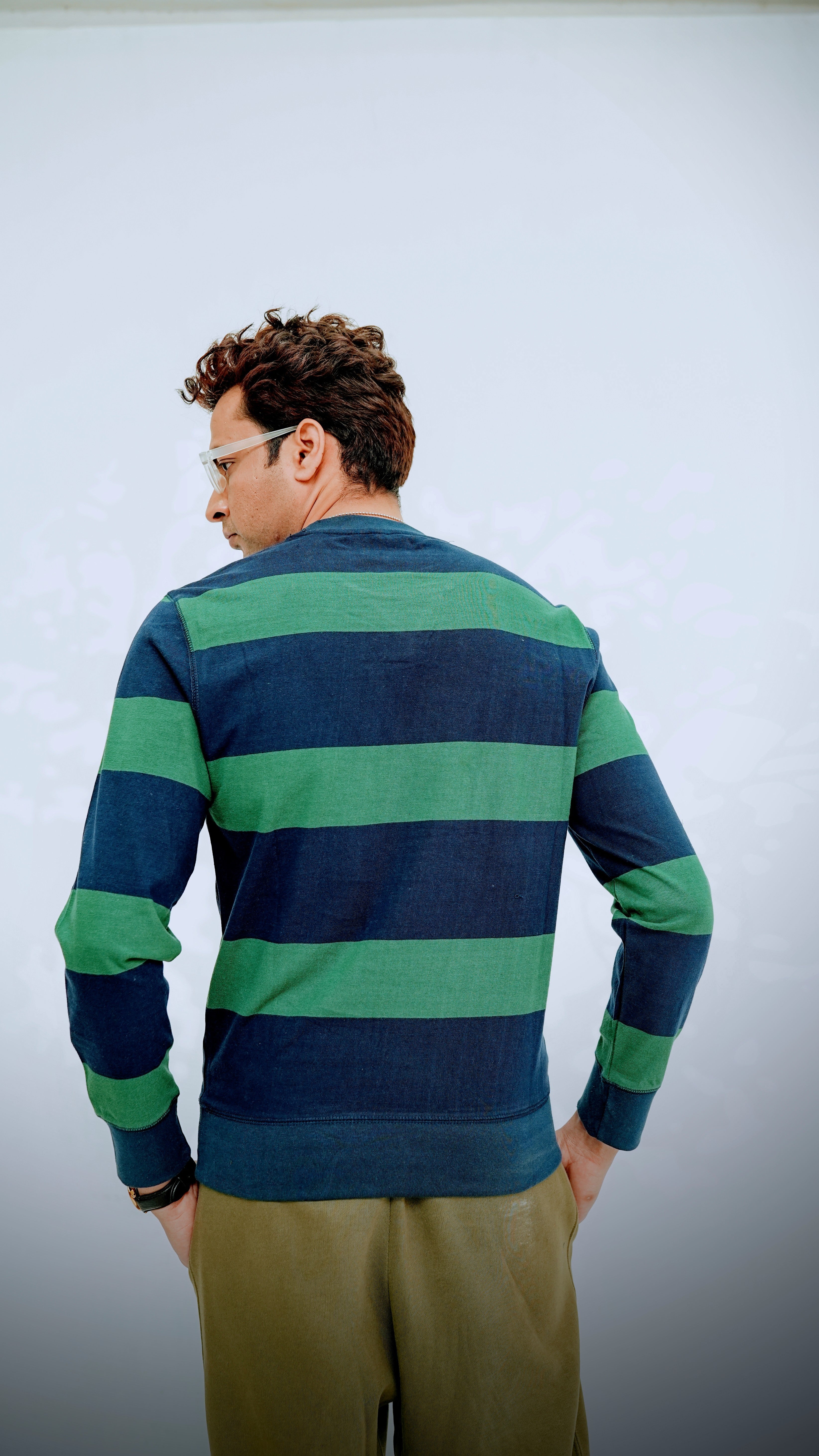 Blue Green Striped Sweatshirt