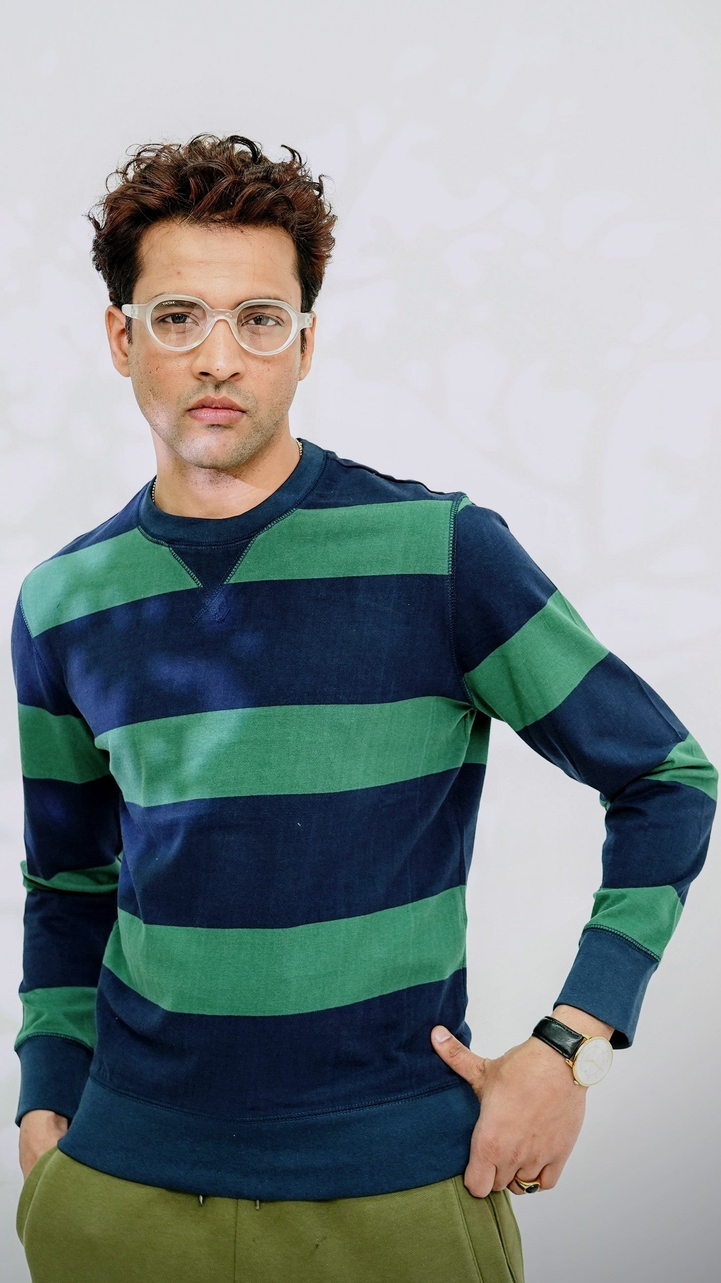Blue Green Striped Sweatshirt