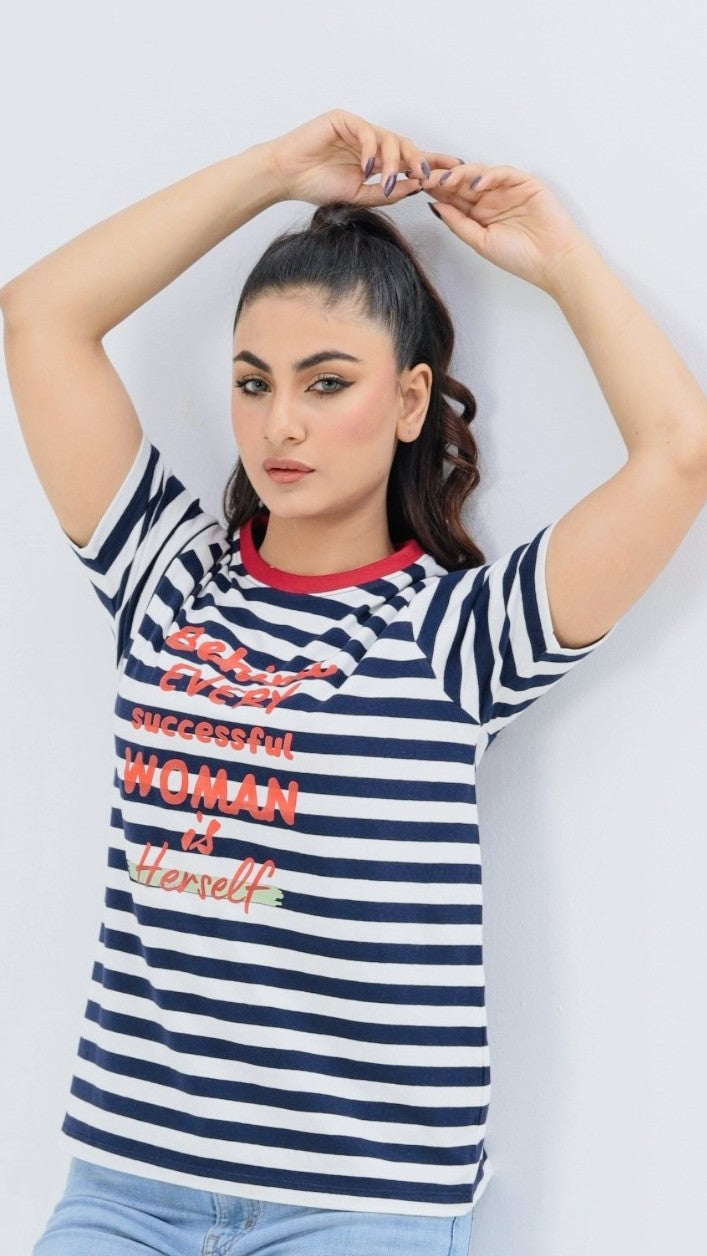 Blue Striped T-Shirt for Women