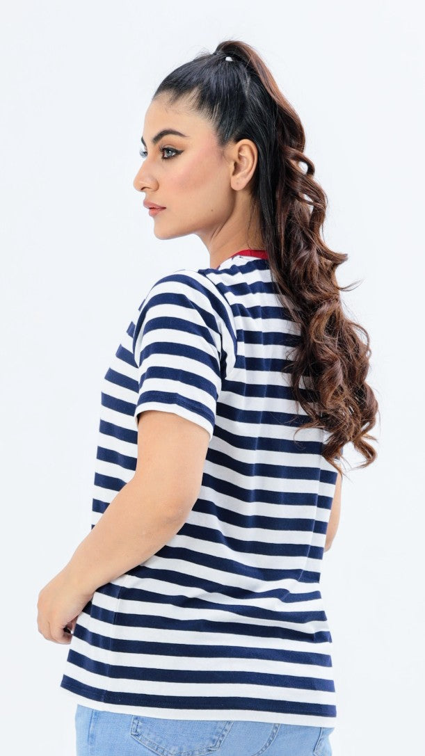 Blue Striped T-Shirt for Women