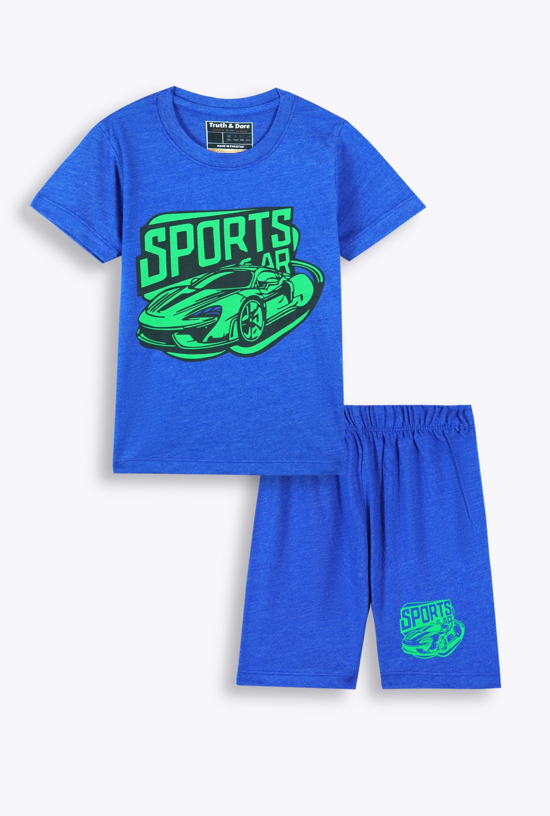 Car Print Shirt and Shorts Set – Blue (Boys)