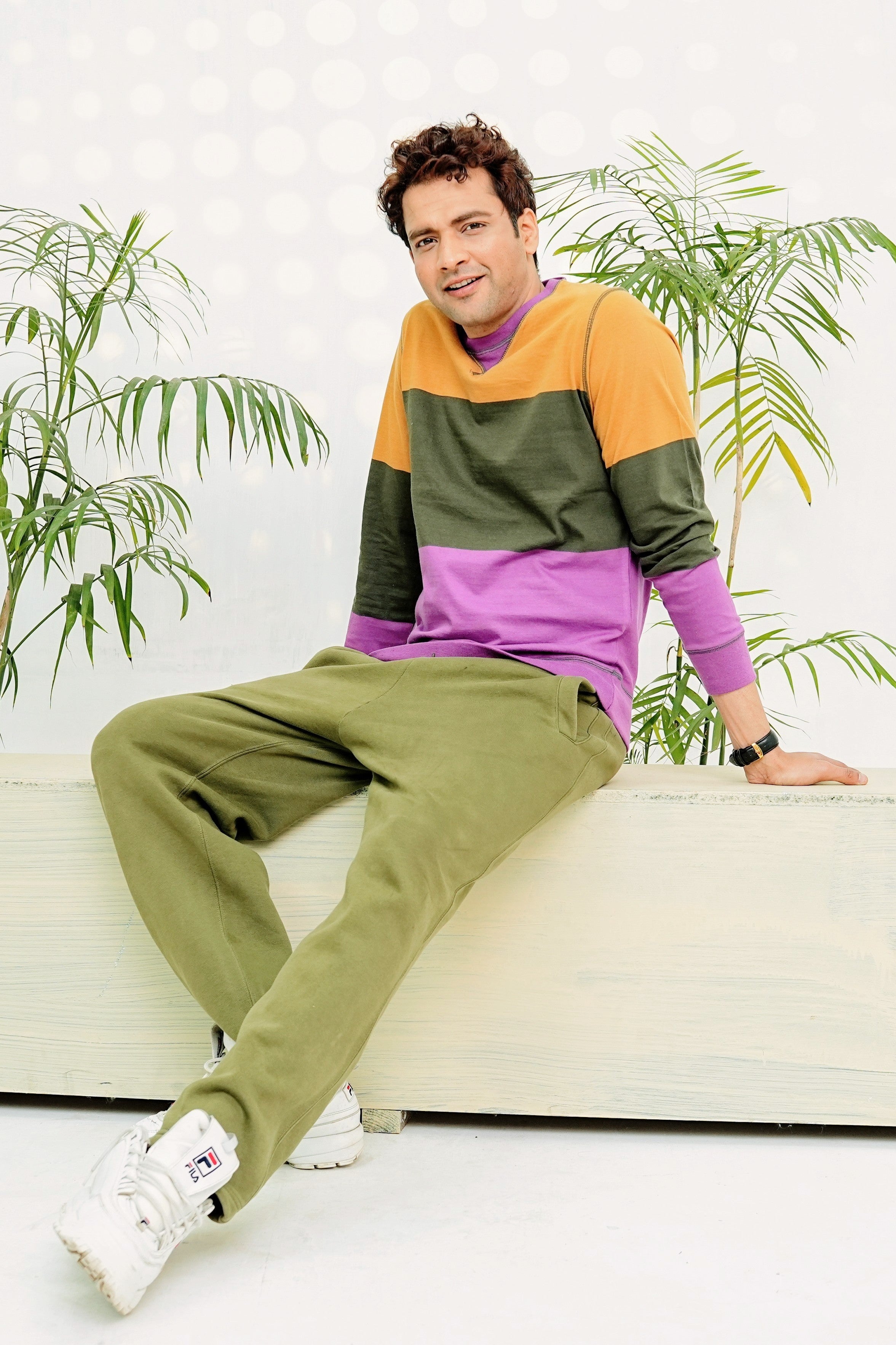 Striped Round Neck Casual Multicolor Sweatshirt