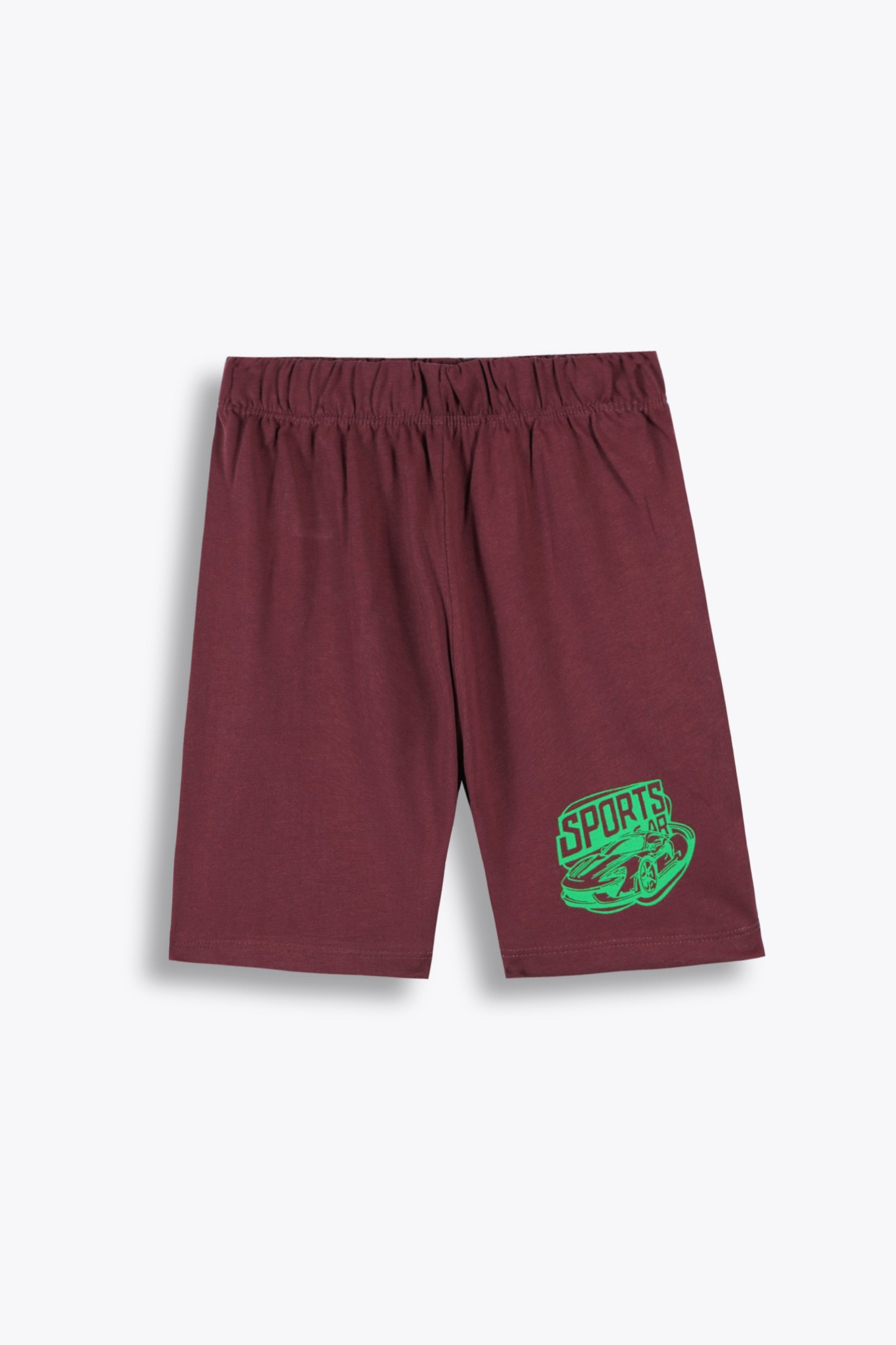 Printed Shirt and Shorts Set – Maroon (Boys)