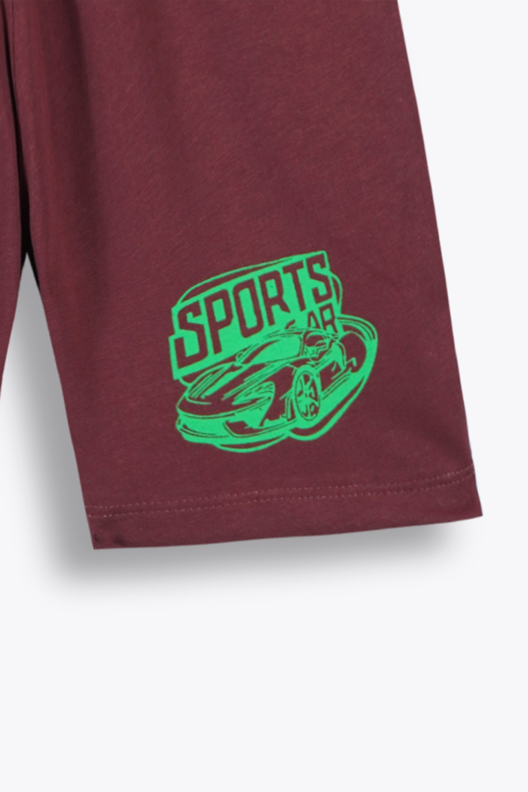 Printed Shirt and Shorts Set – Maroon (Boys)