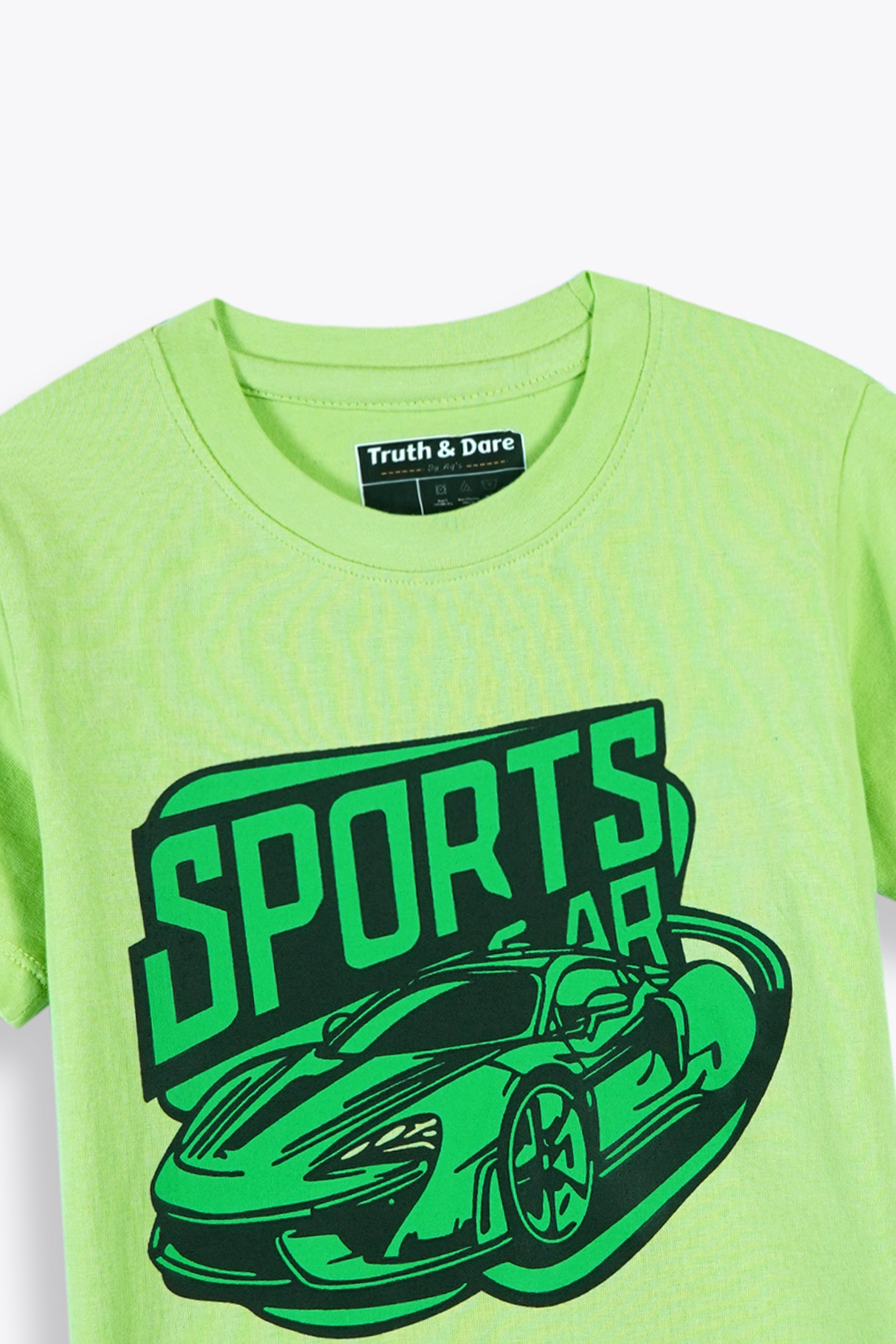 Cool Car Print Shirt and Shorts Set – Parrot Green (Boys)