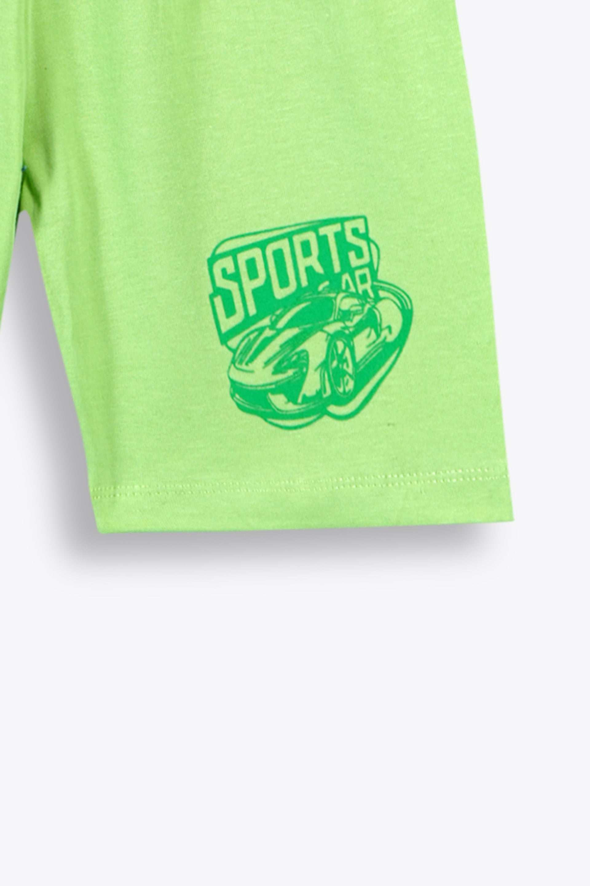 Cool Car Print Shirt and Shorts Set – Parrot Green (Boys)