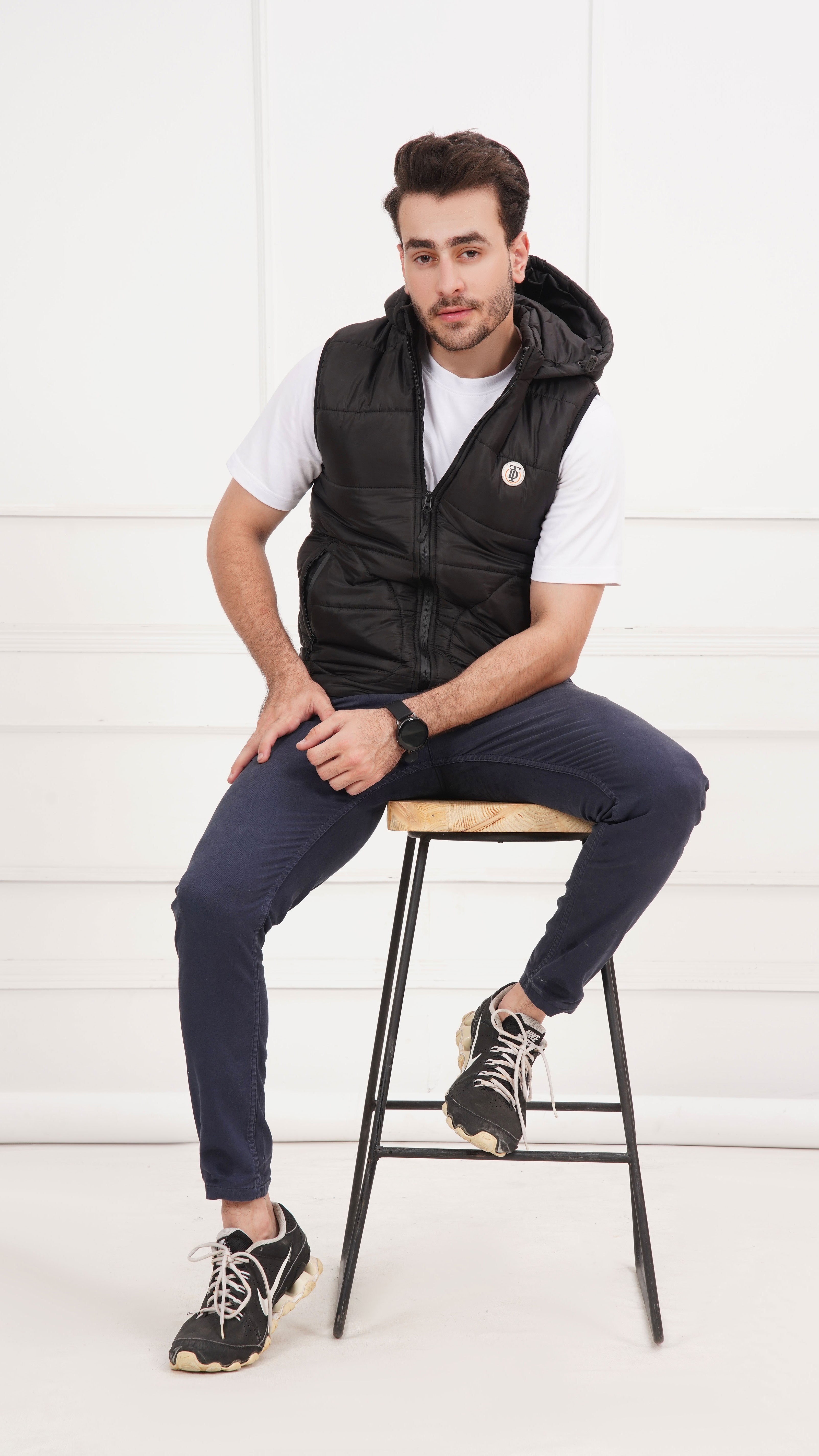 Black Hooded Gilet