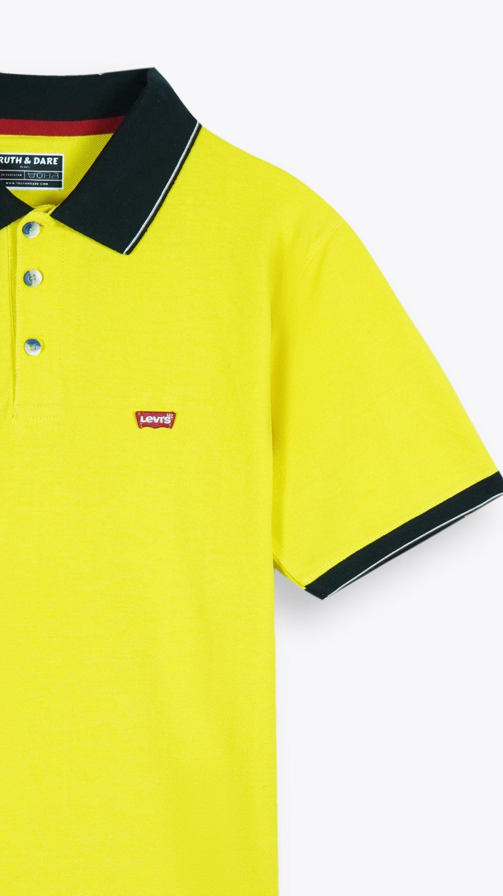 Yellow- Tipping Collar Polo Shirt