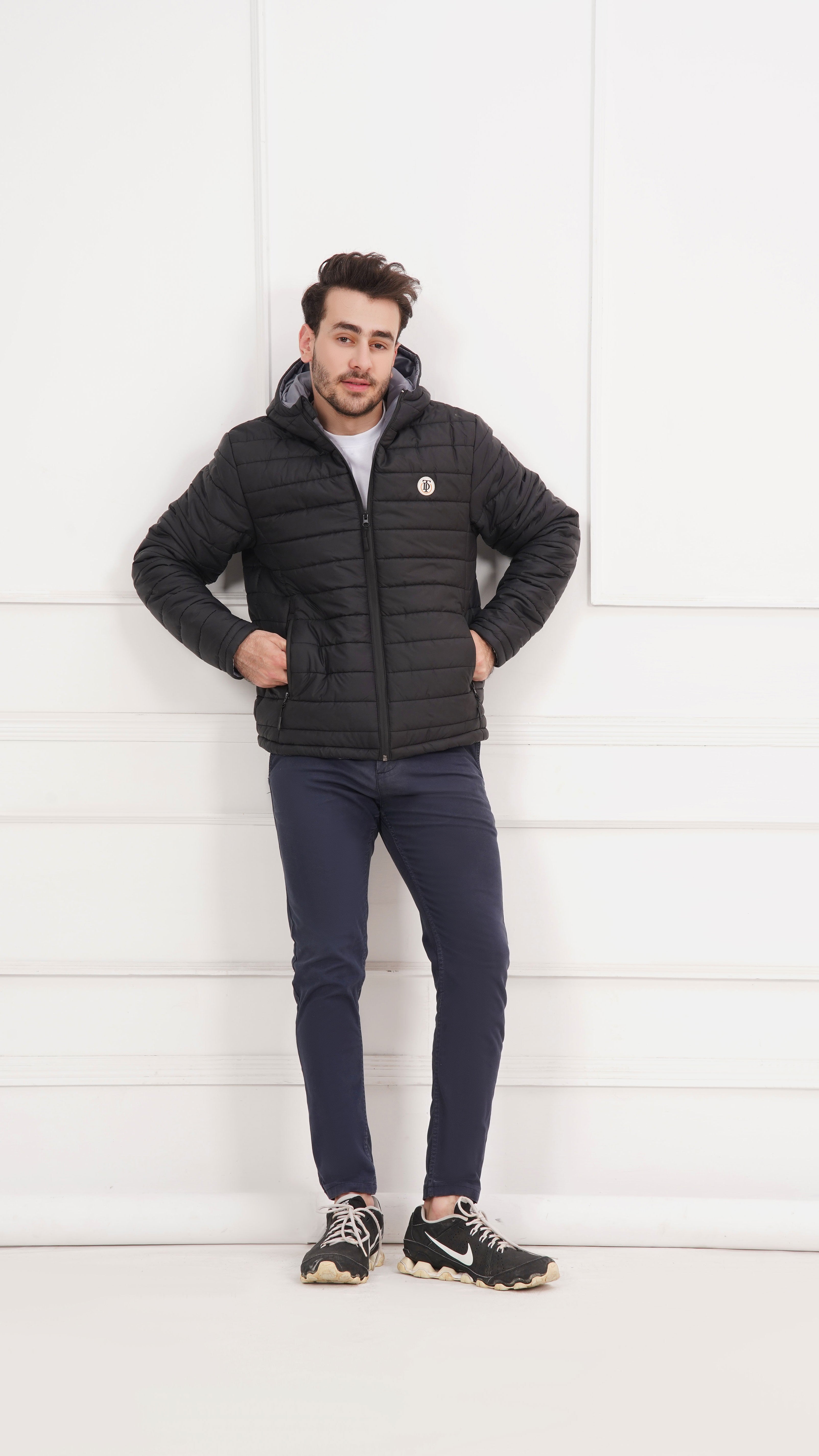 Black Puffer with Grey Inner