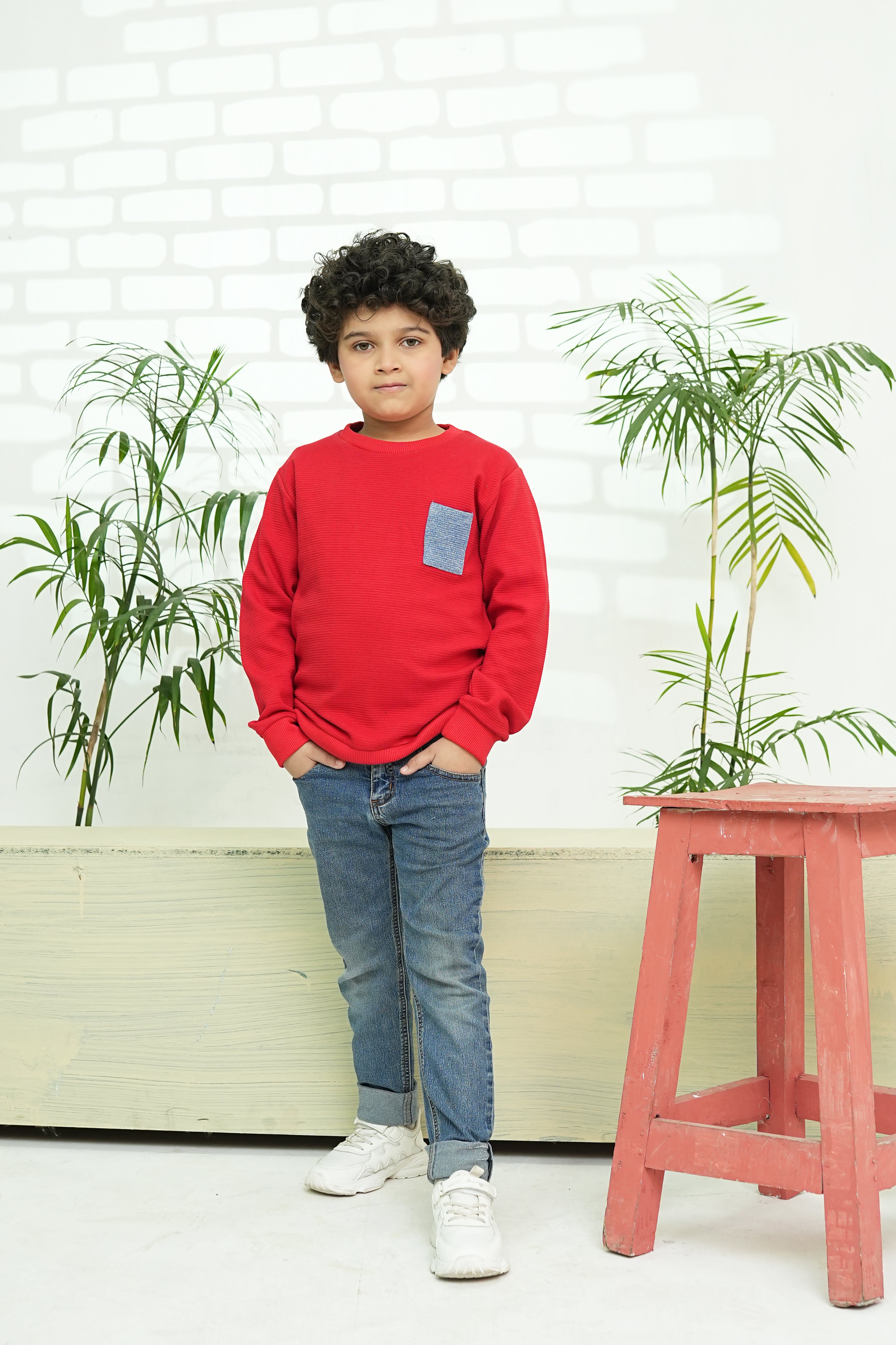 Kids Red Pocket Sweatshirt