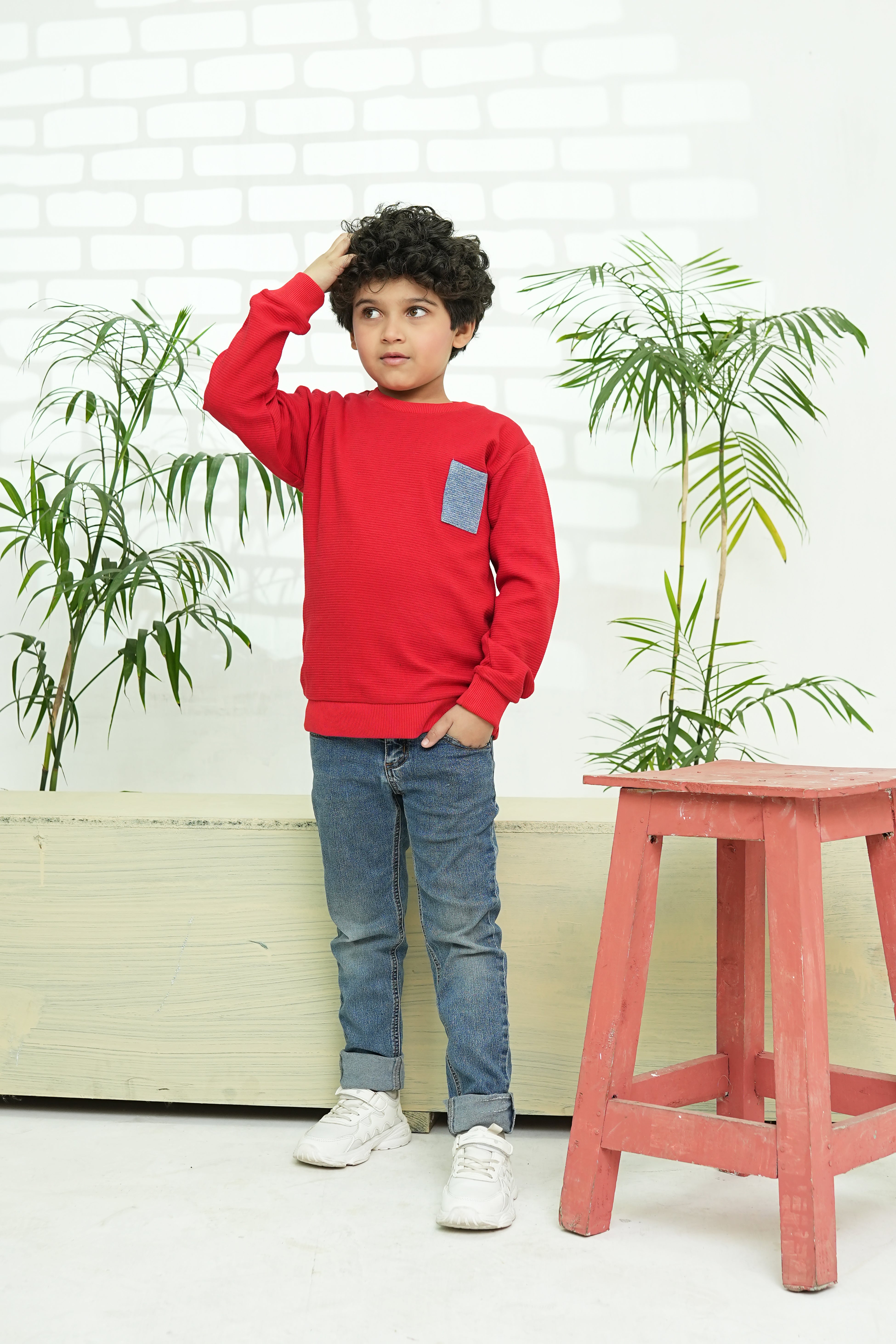 Kids Red Pocket Sweatshirt