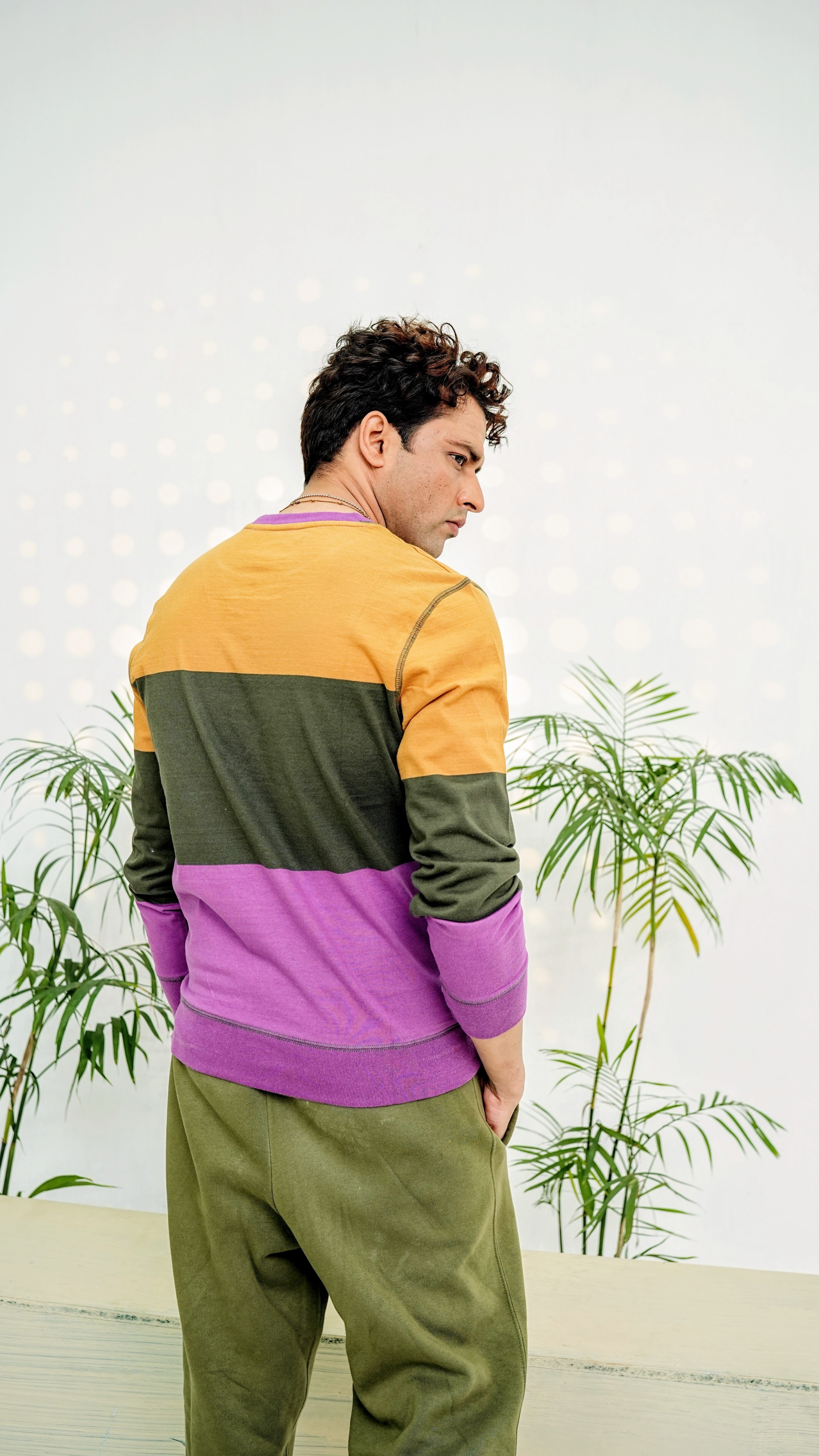Striped Round Neck Casual Multicolor Sweatshirt
