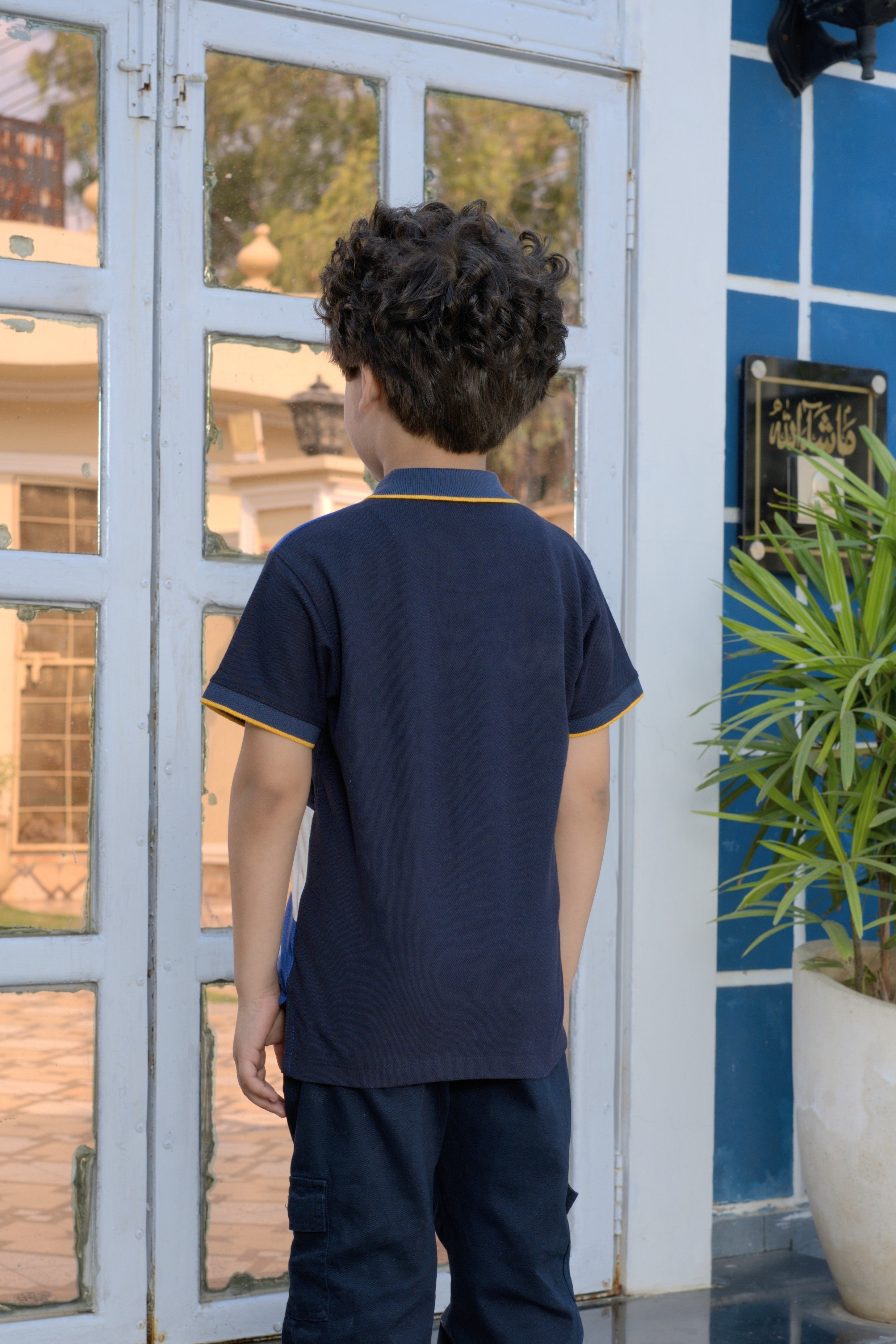 Kids Polo Shirt - Royal Blue with White & Navy Panels
