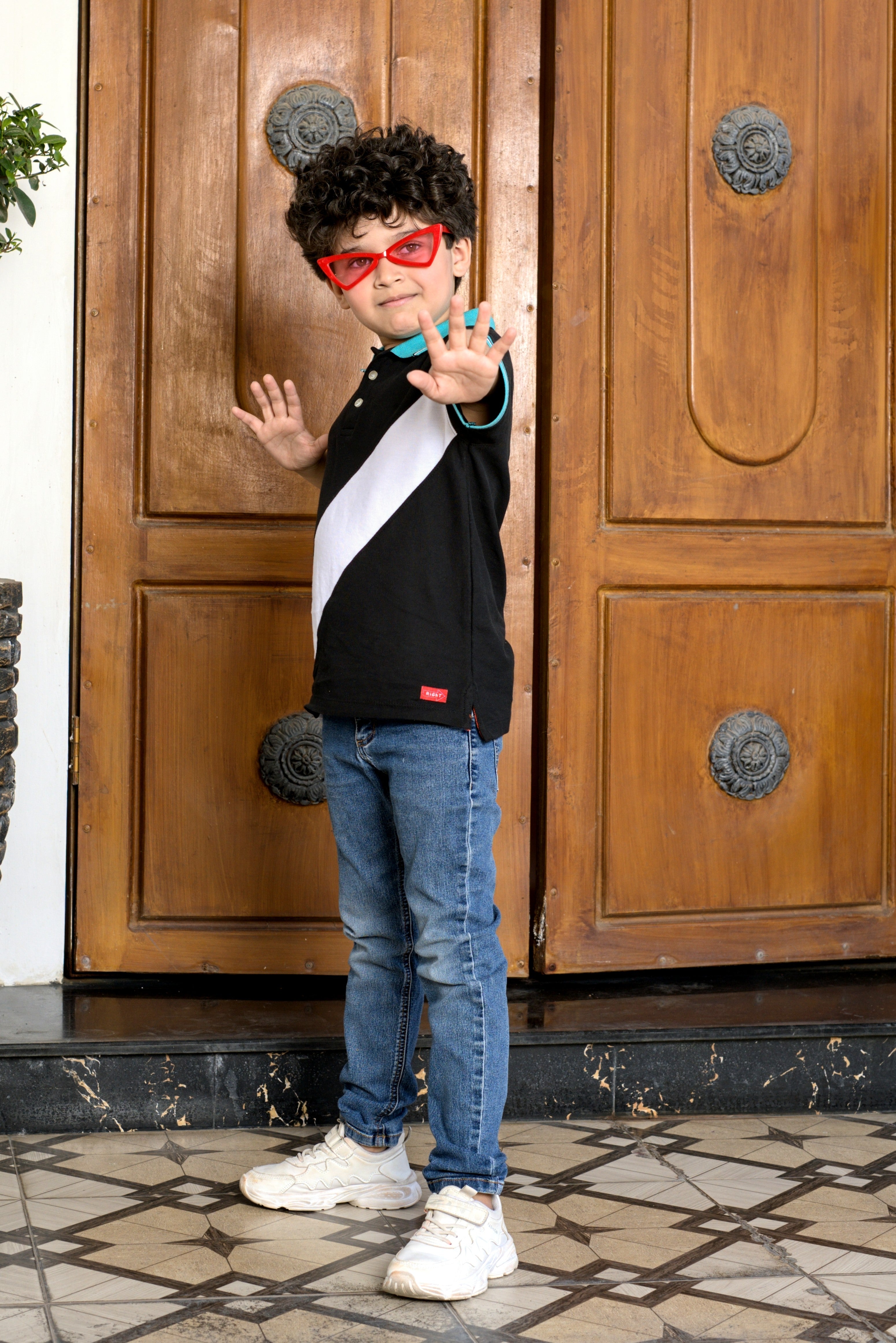 Boys Cross Color Block Polo Shirt