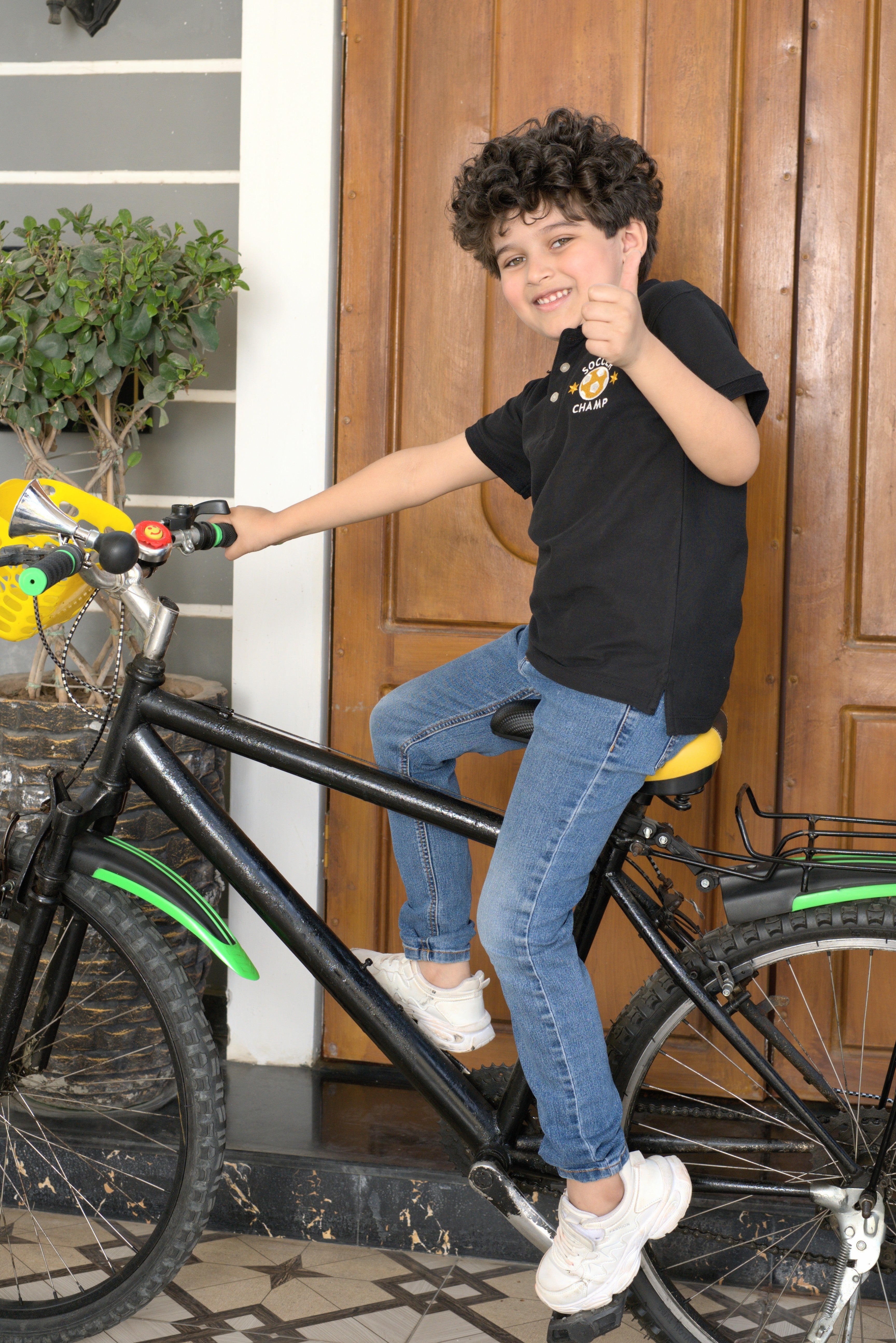 Kids Black Polo with Embroidery