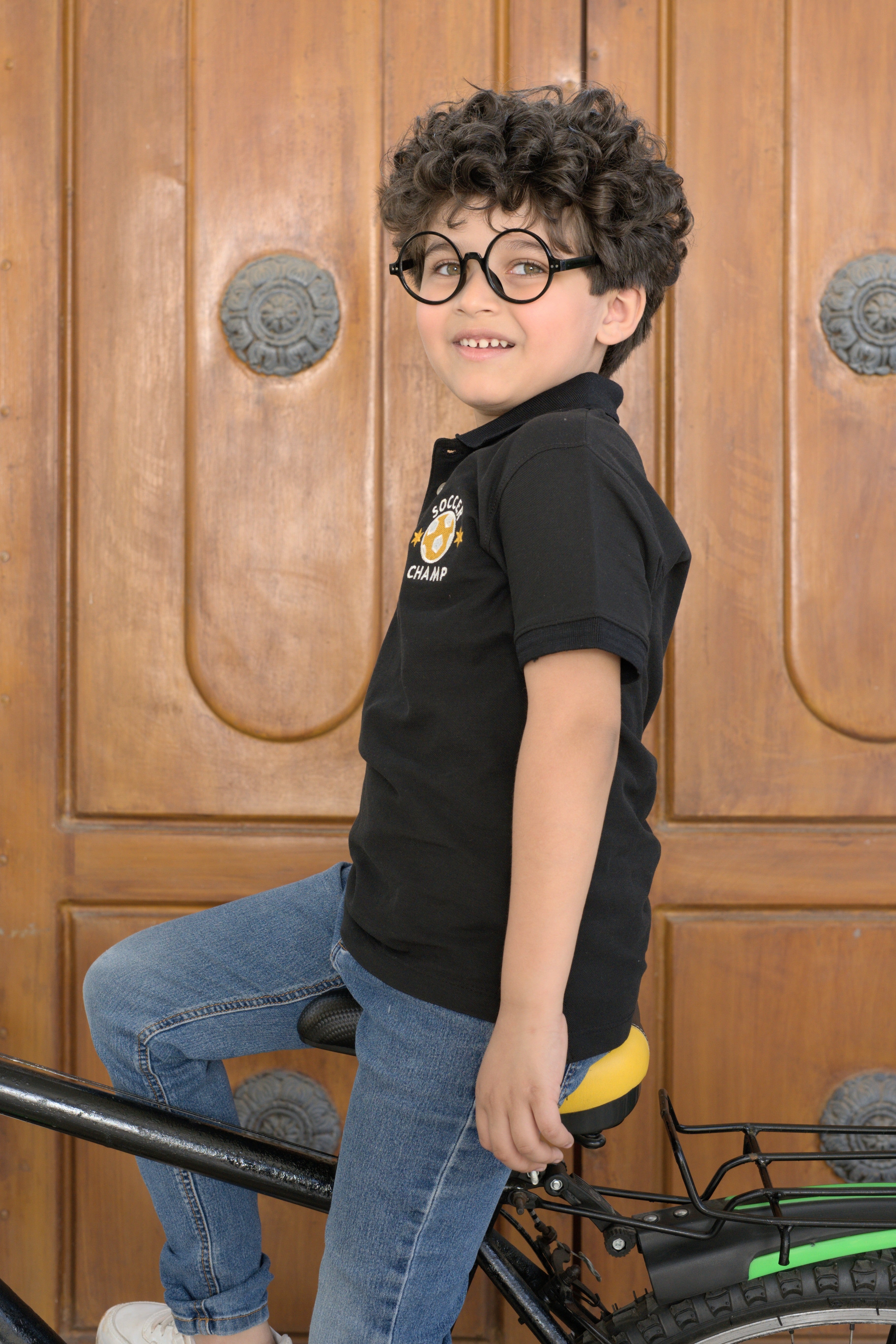 Kids Black Polo with Embroidery