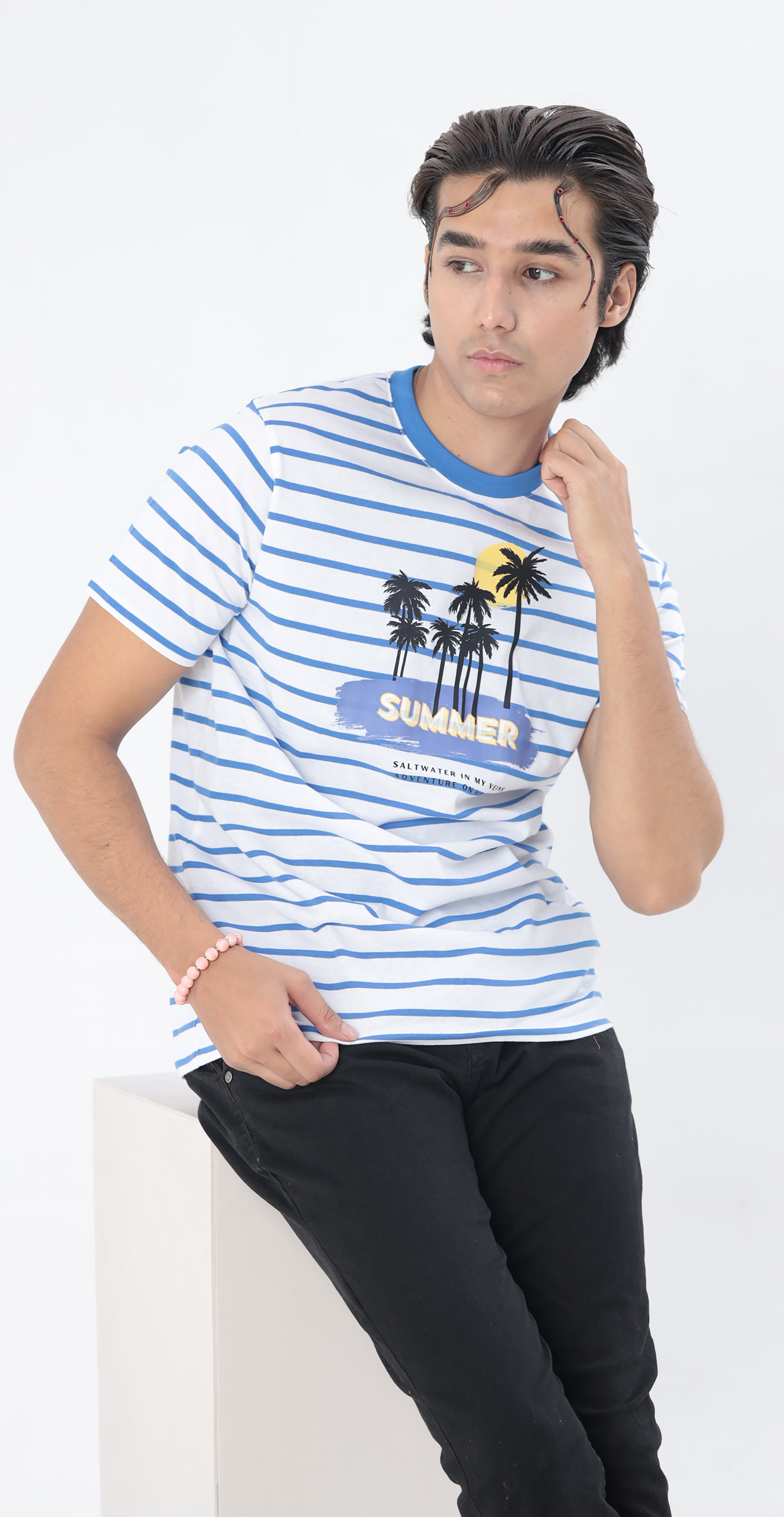 Men Stripped Tshirt with Print