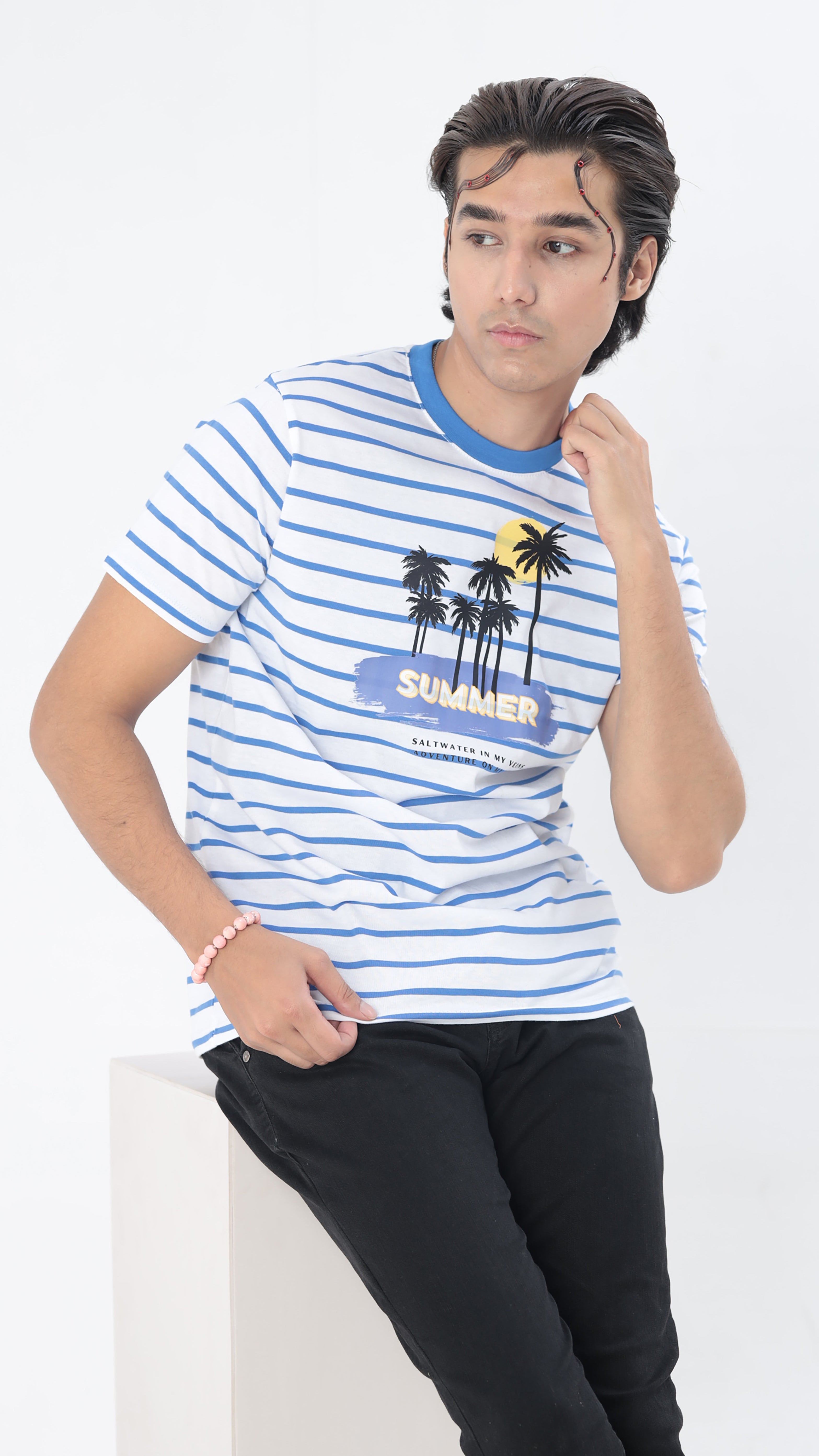 Men Stripped Tshirt with Print