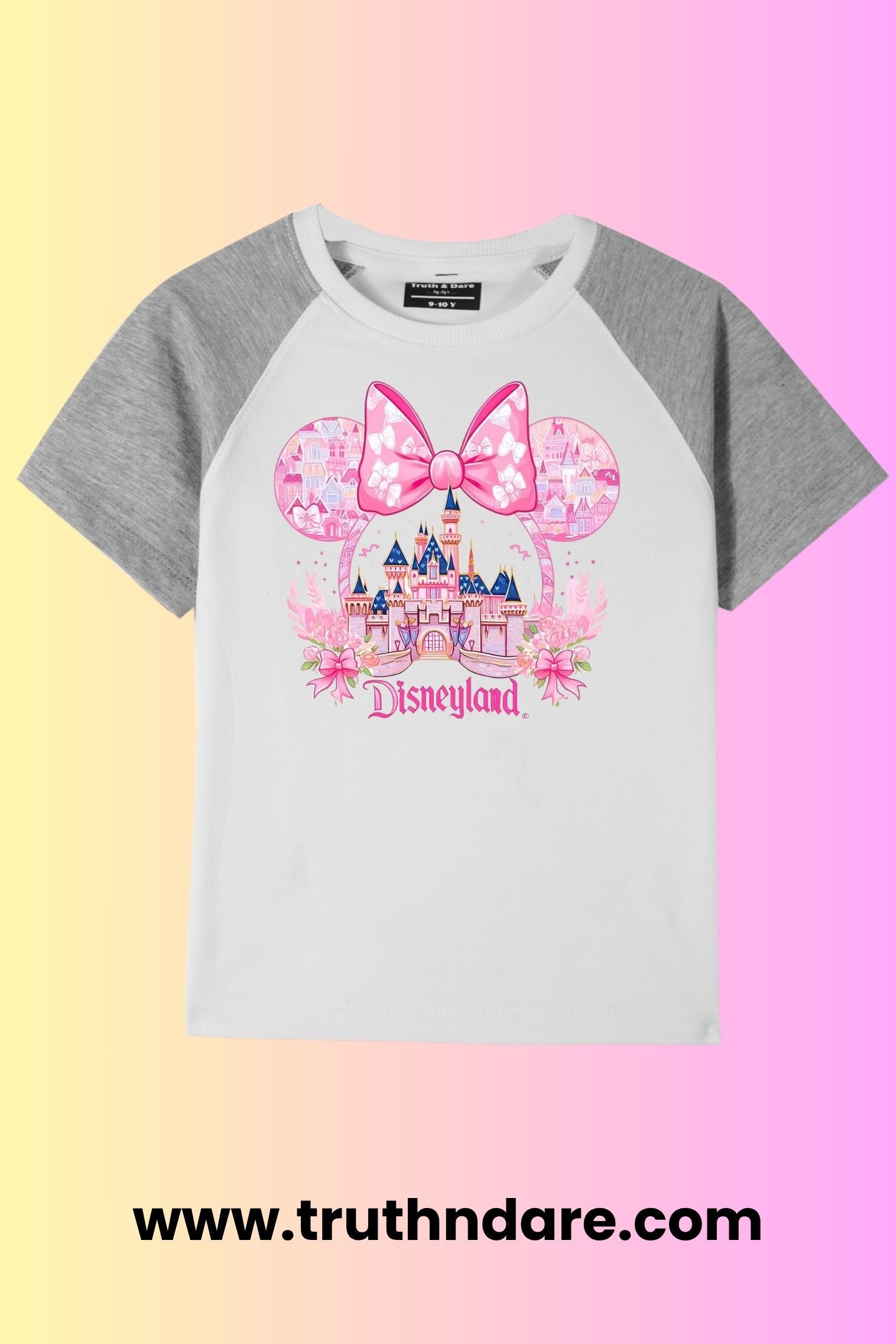 Girls White & Grey Raglan Tee – Disneyland Magic Vibes