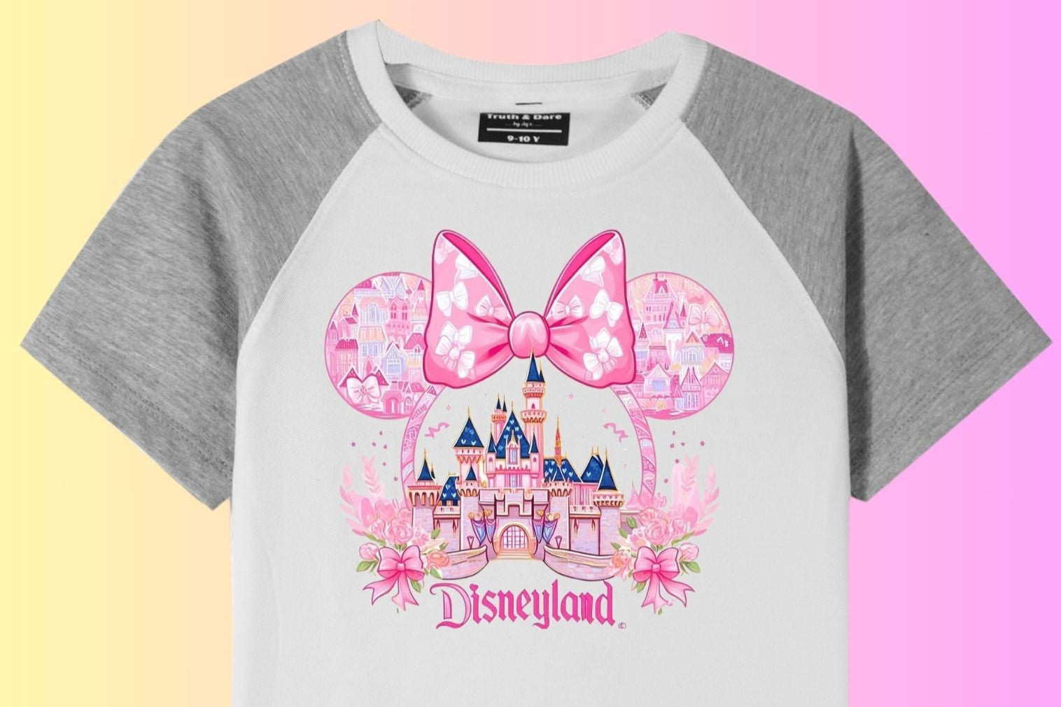 Girls White & Grey Raglan Tee – Disneyland Magic Vibes