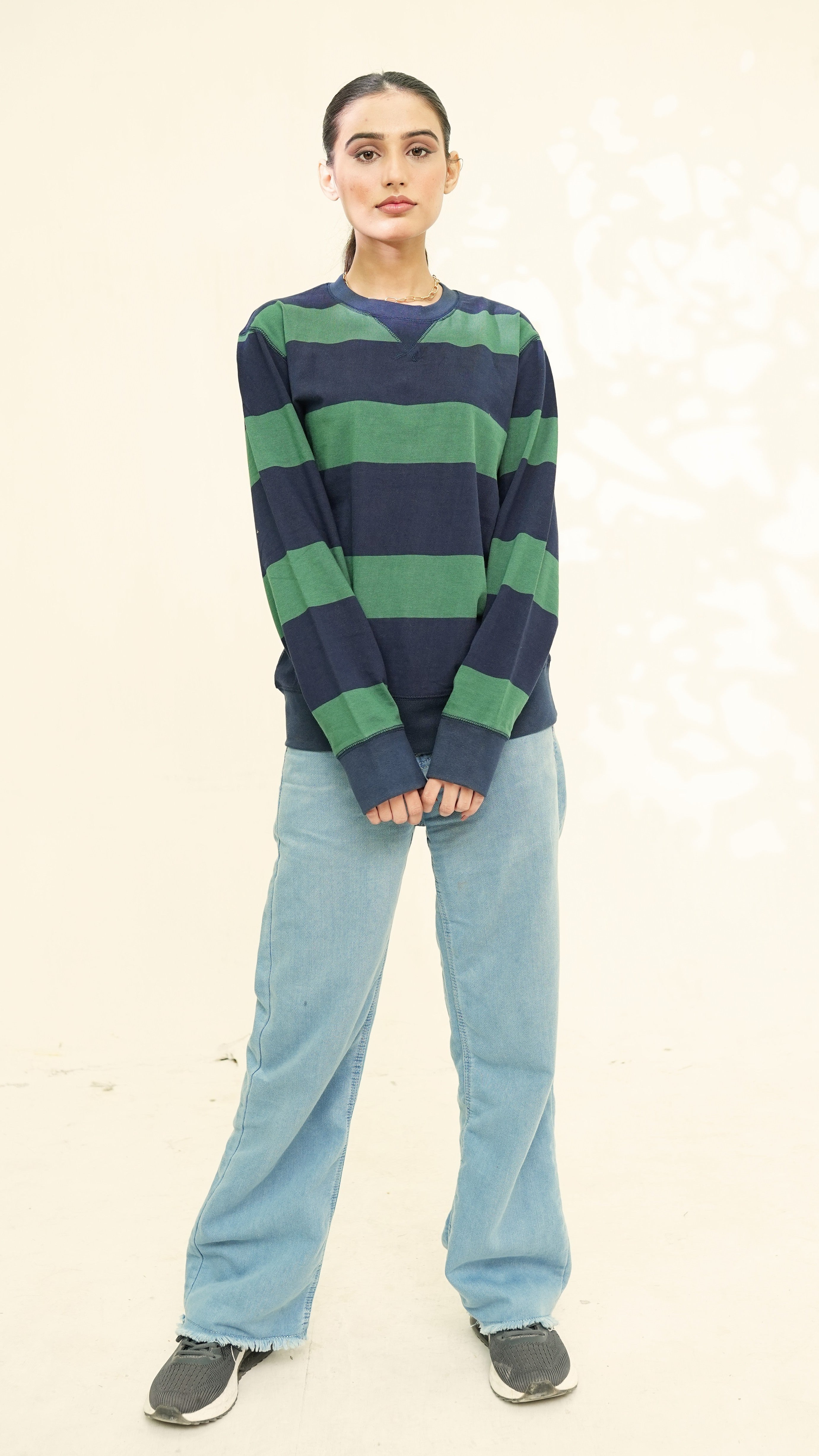 Blue Green Striped Sweatshirt