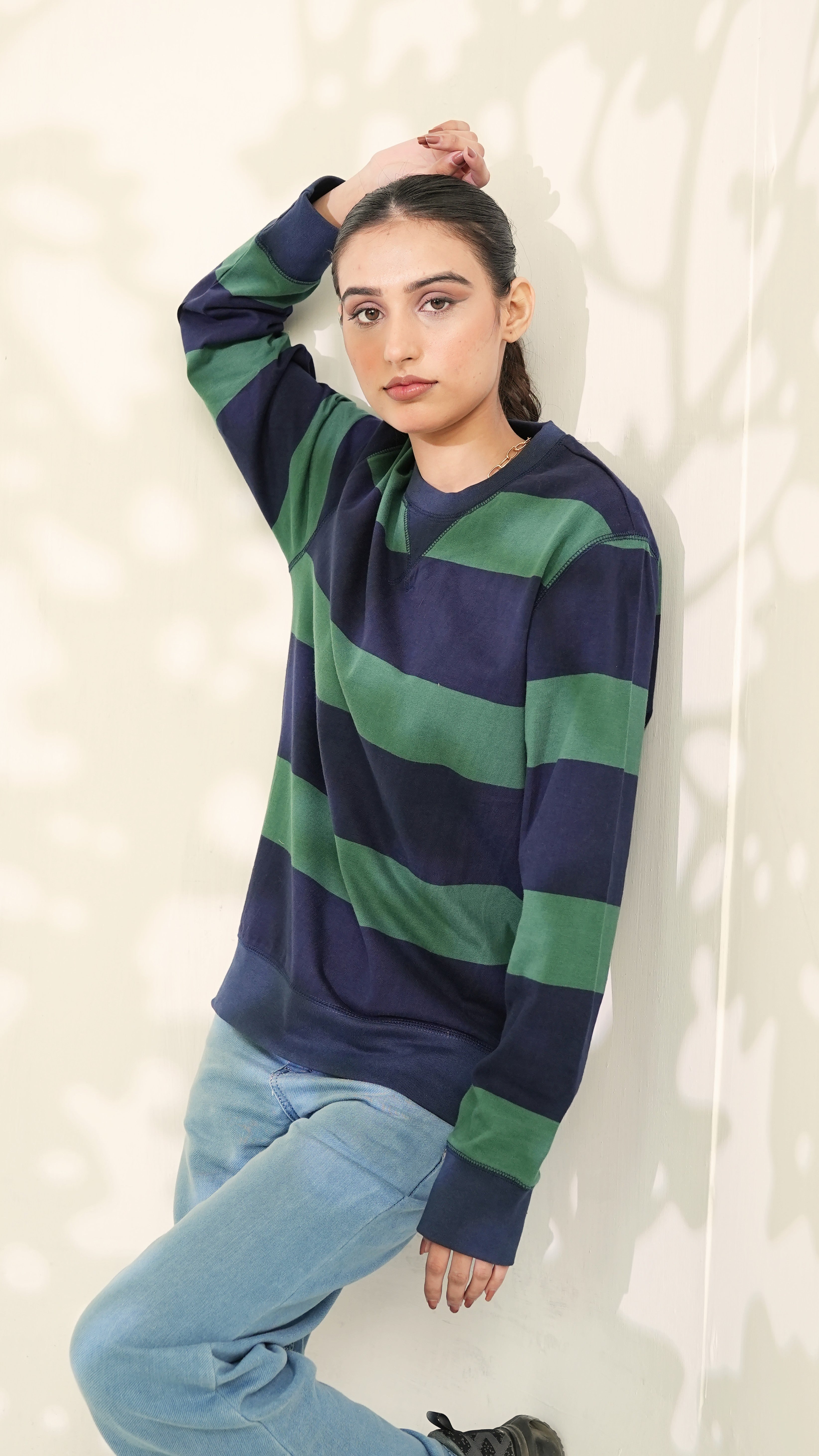 Blue Green Striped Sweatshirt