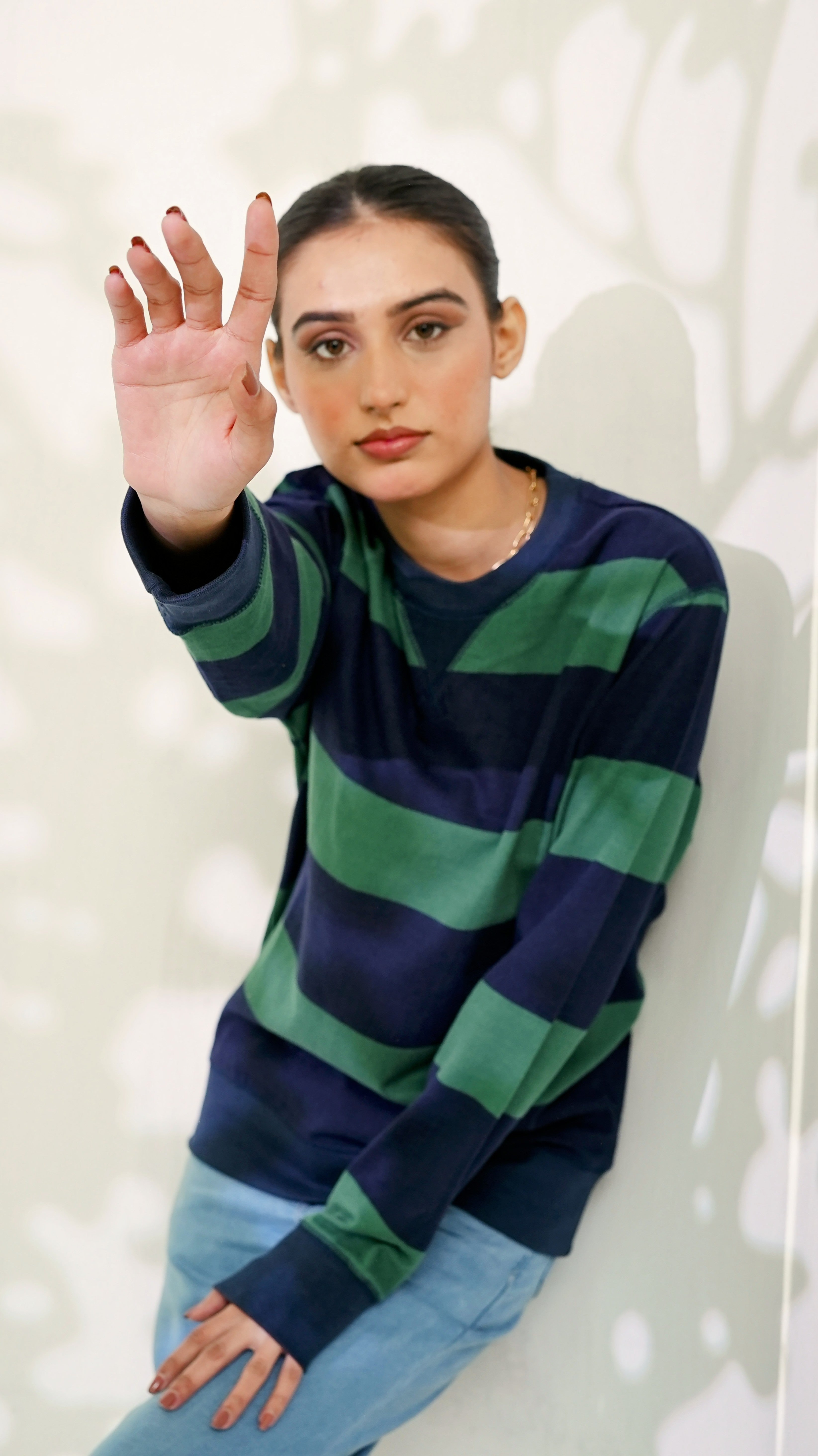 Blue Green Striped Sweatshirt