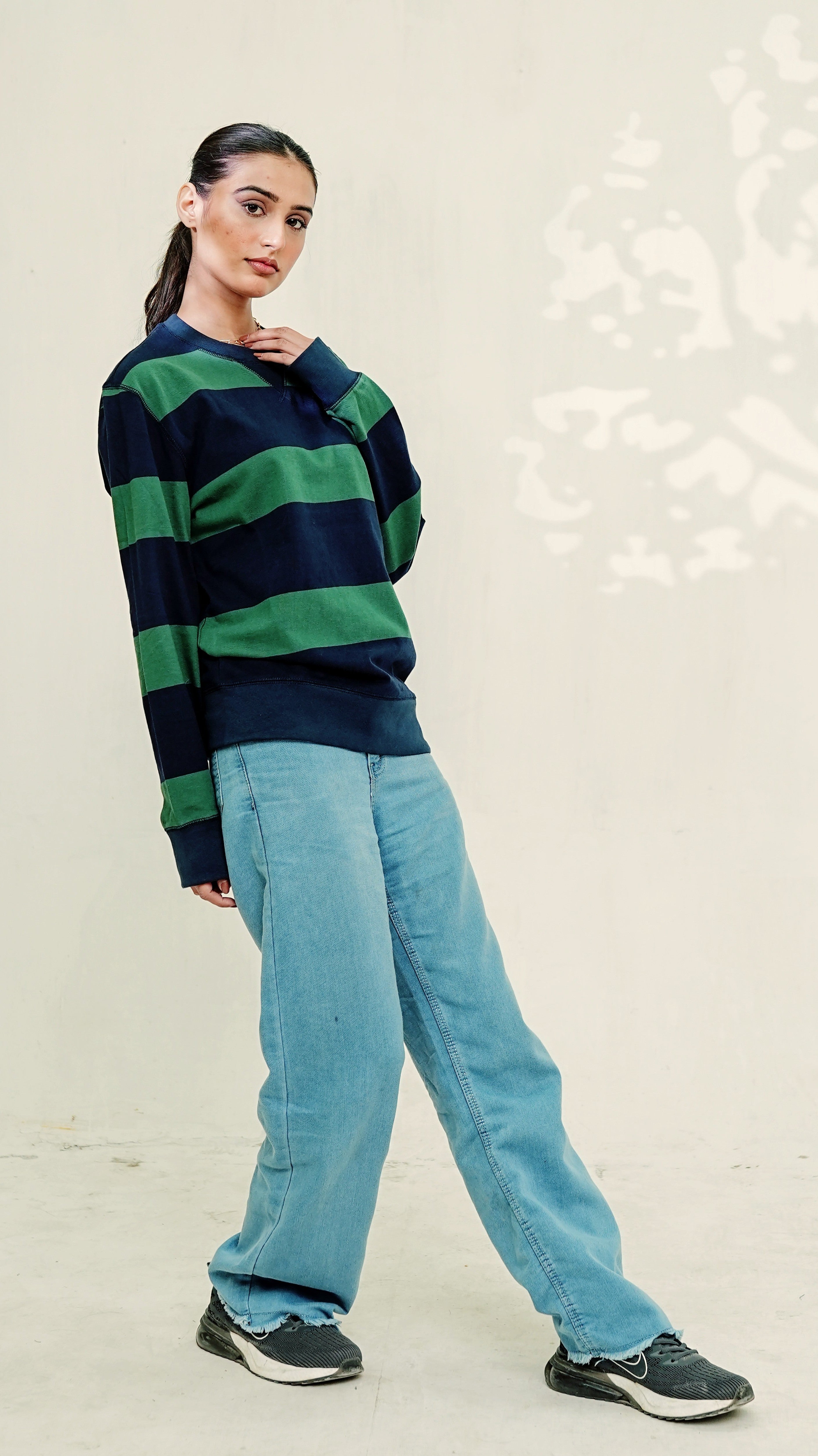 Blue Green Striped Sweatshirt